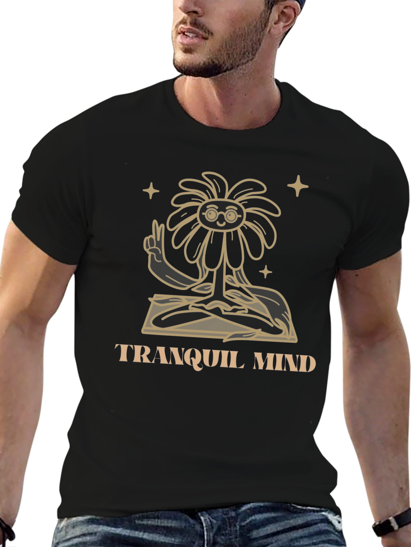 Tranquil Mind Graphic T-Shirt - Yoga Flower Meditation Tee