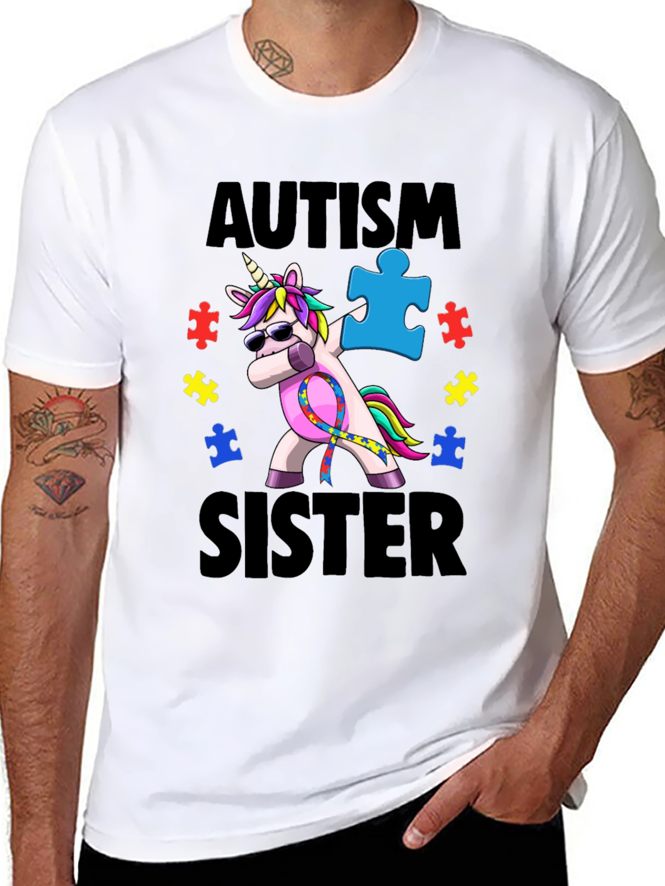 Autism Sister Unicorn Dab T-Shirt
