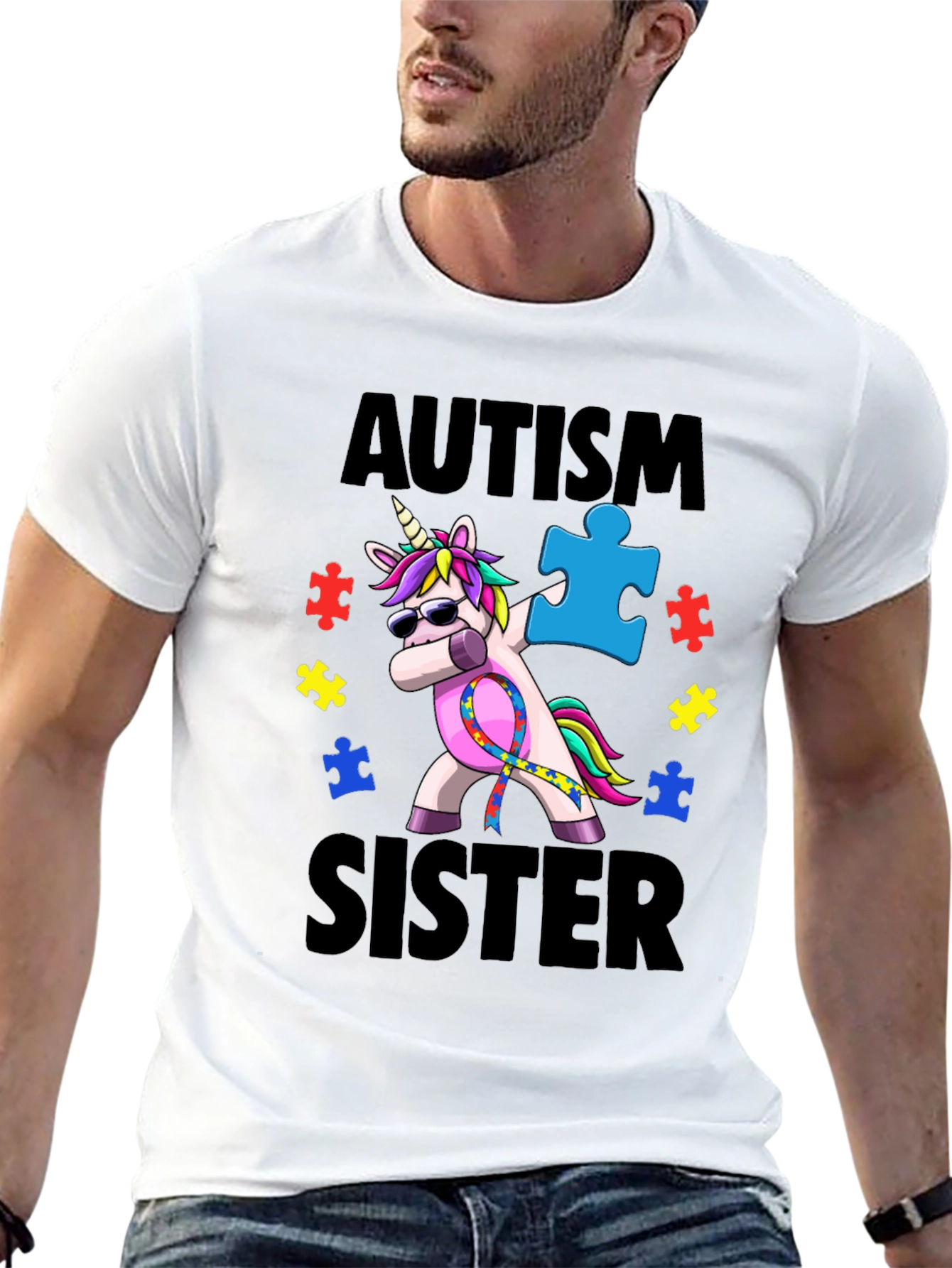 Autism Sister Unicorn Dab T-Shirt
