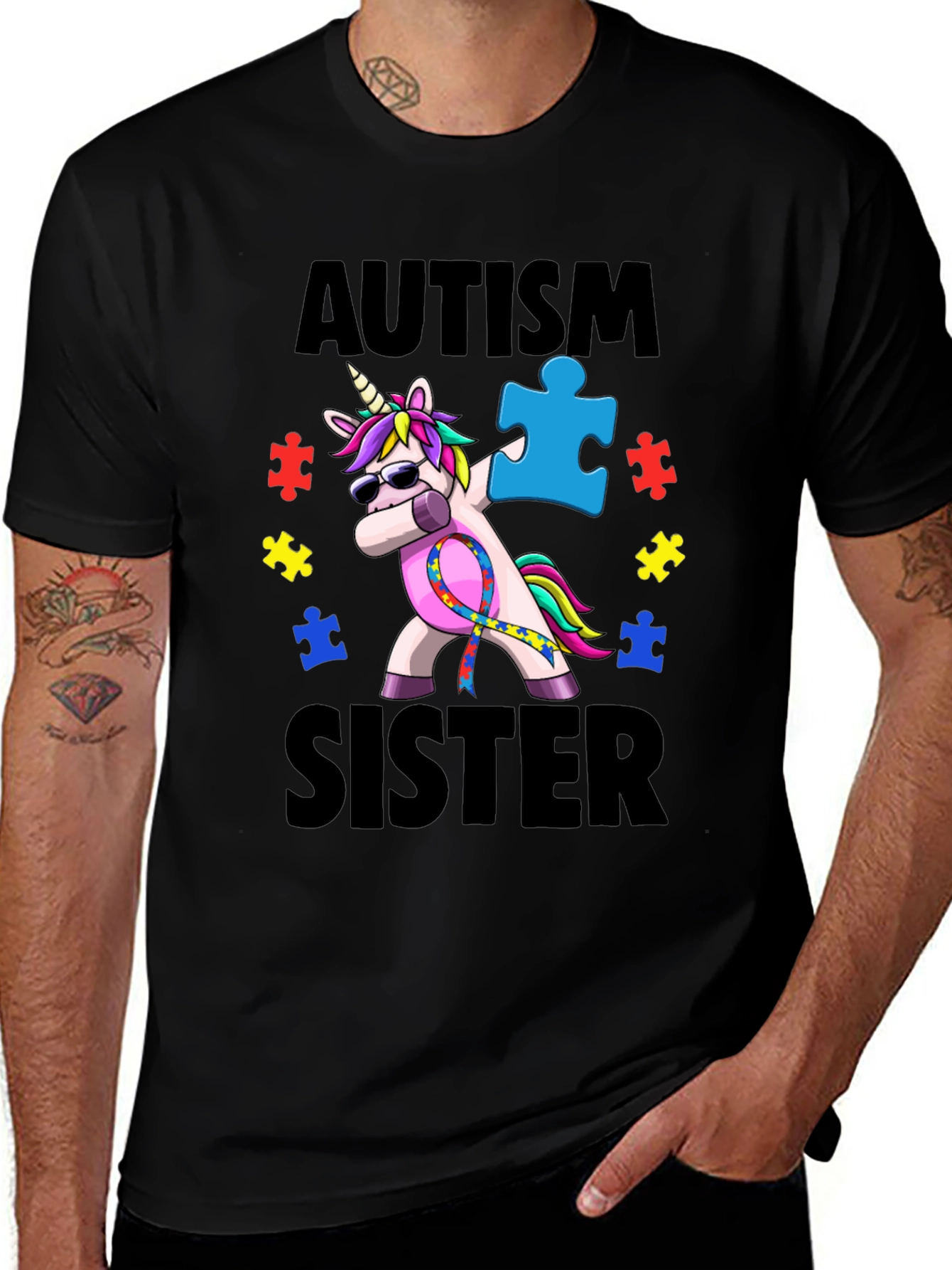 Autism Sister Unicorn Dab T-Shirt