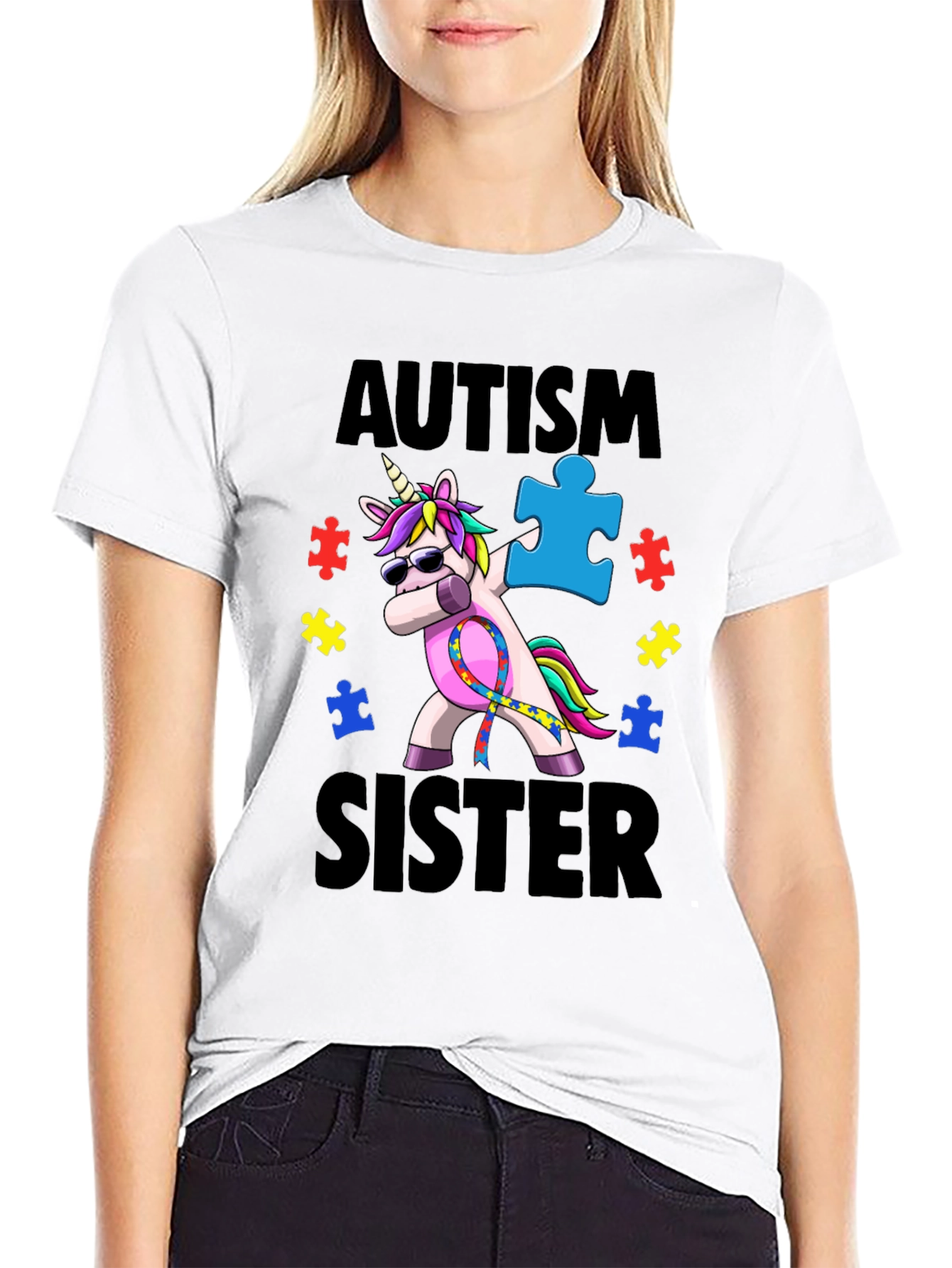 Autism Sister Unicorn Dab T-Shirt
