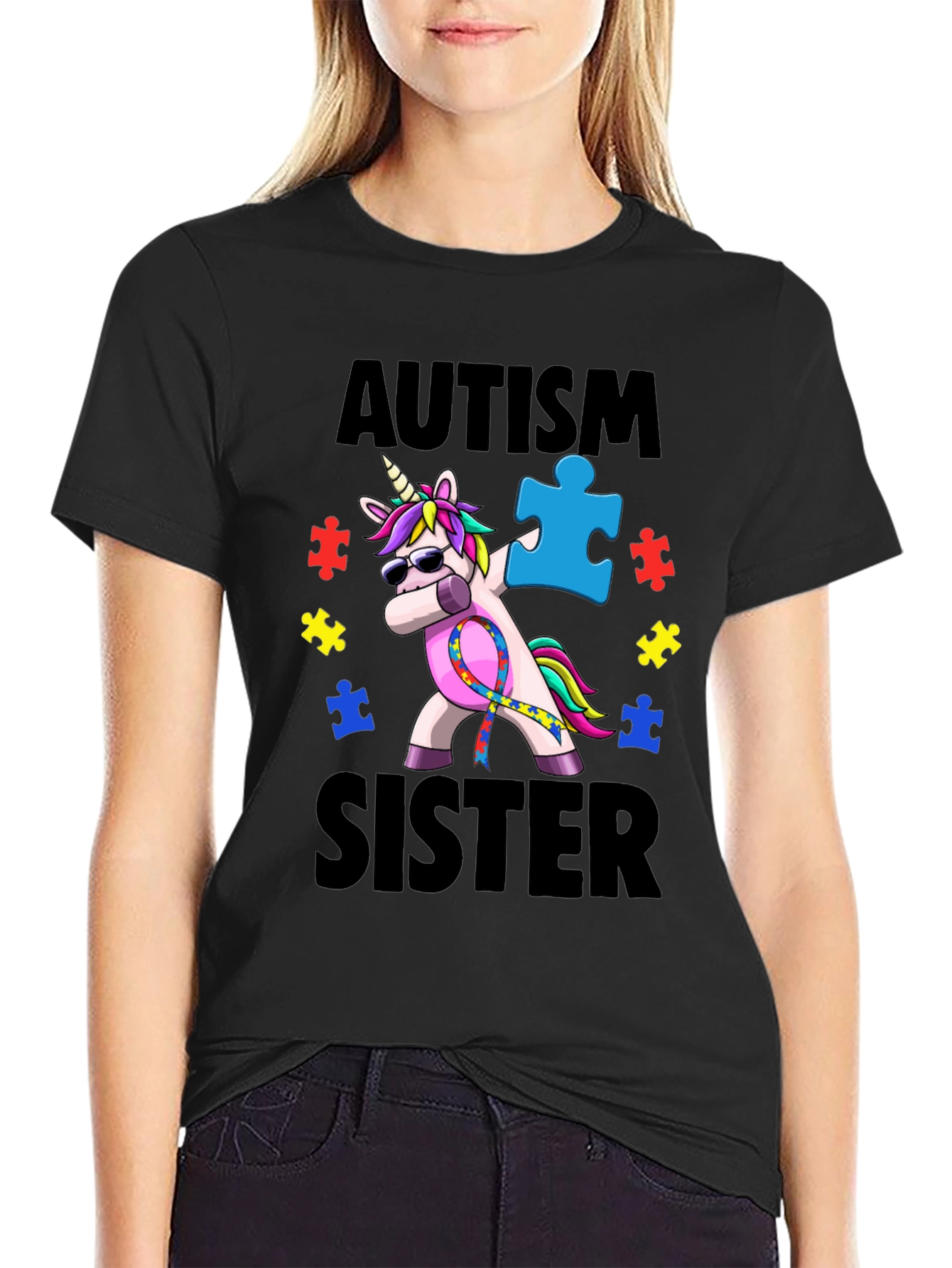Autism Sister Unicorn Dab T-Shirt
