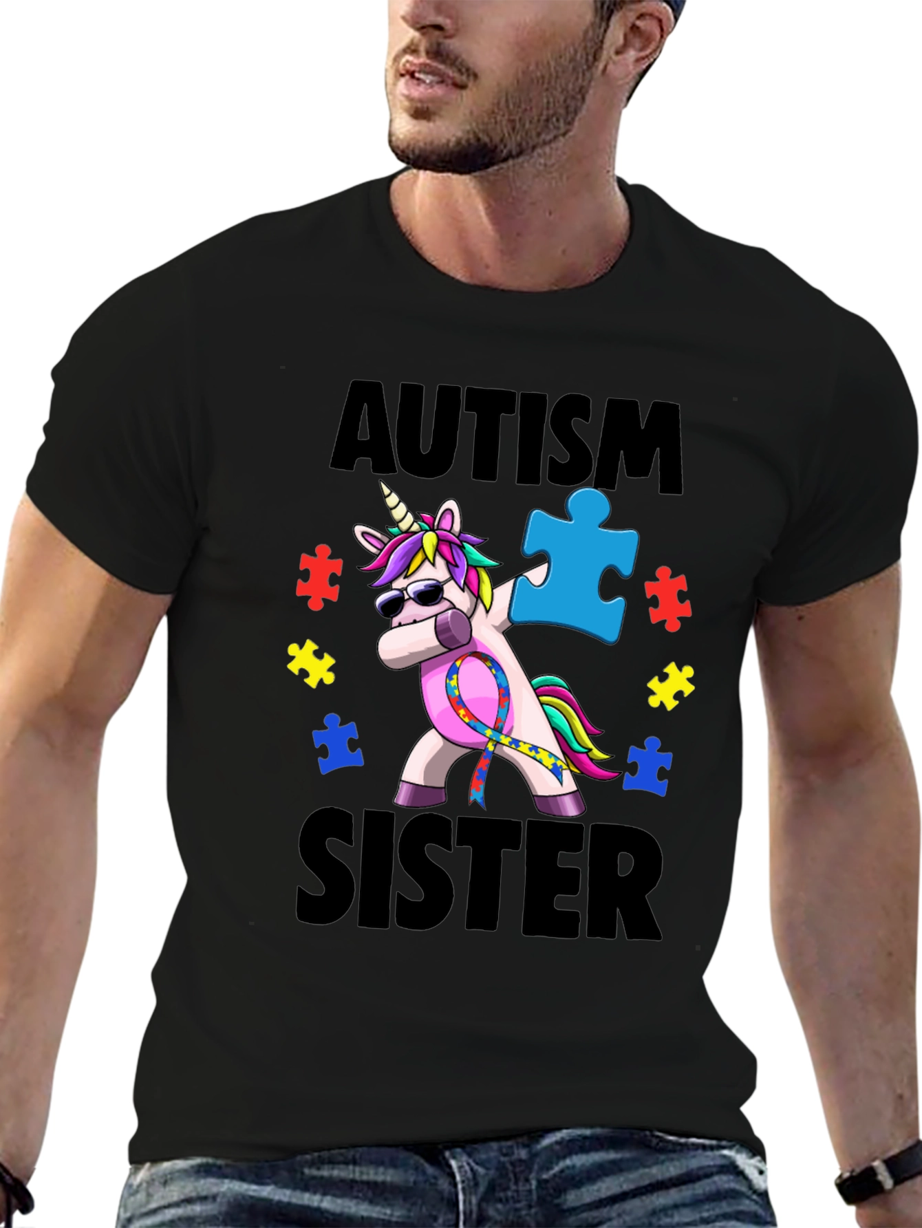 Autism Sister Unicorn Dab T-Shirt