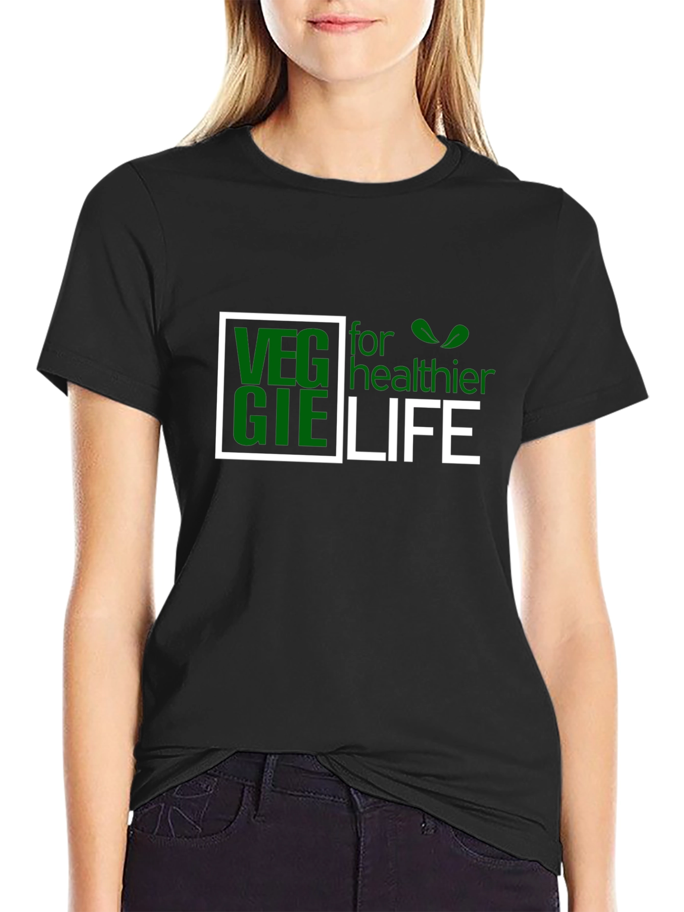 Veggie for Healthier Life Black T-Shirt