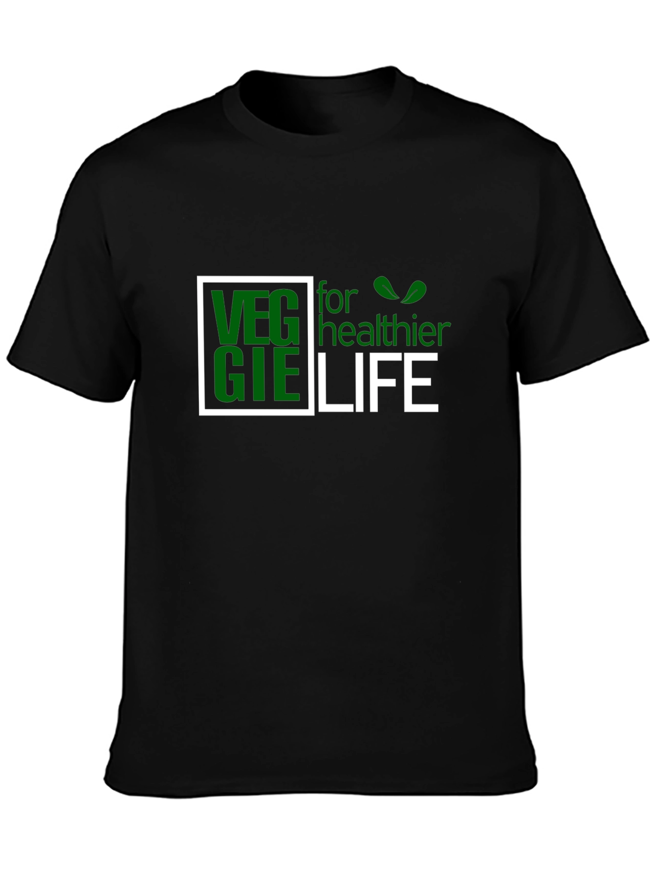 Veggie for Healthier Life Black T-Shirt