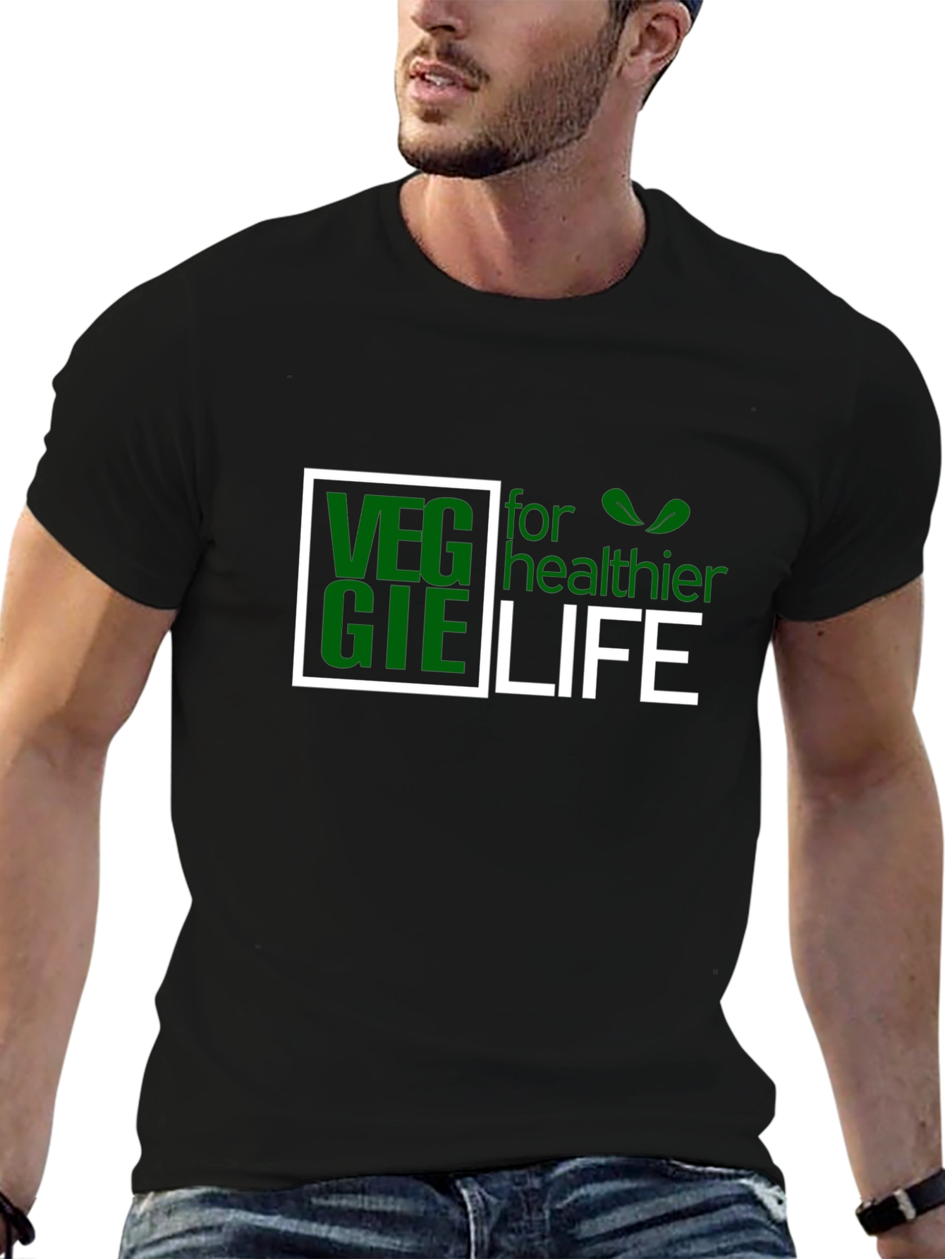 Veggie for Healthier Life Black T-Shirt