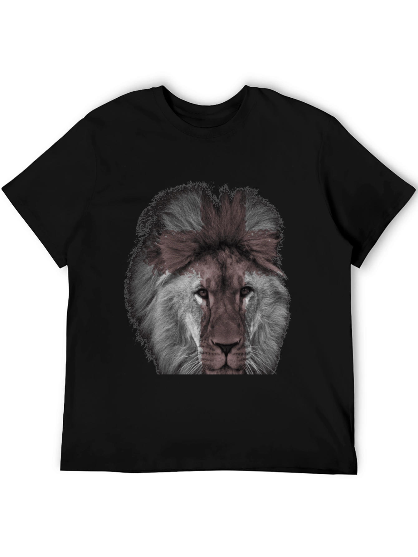 Lion Graphic Print Mens Black T-Shirt