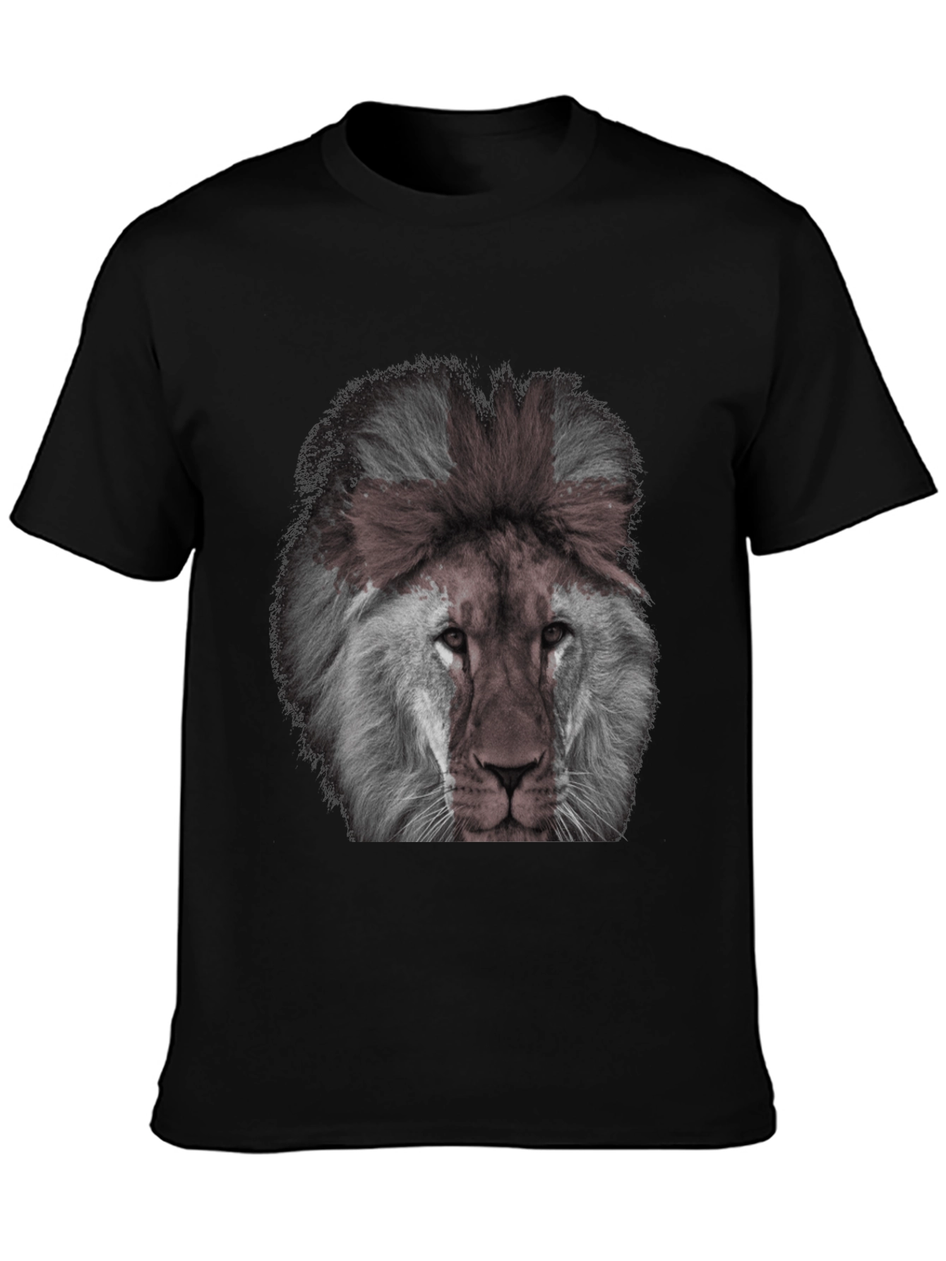 Lion Graphic Print Mens Black T-Shirt