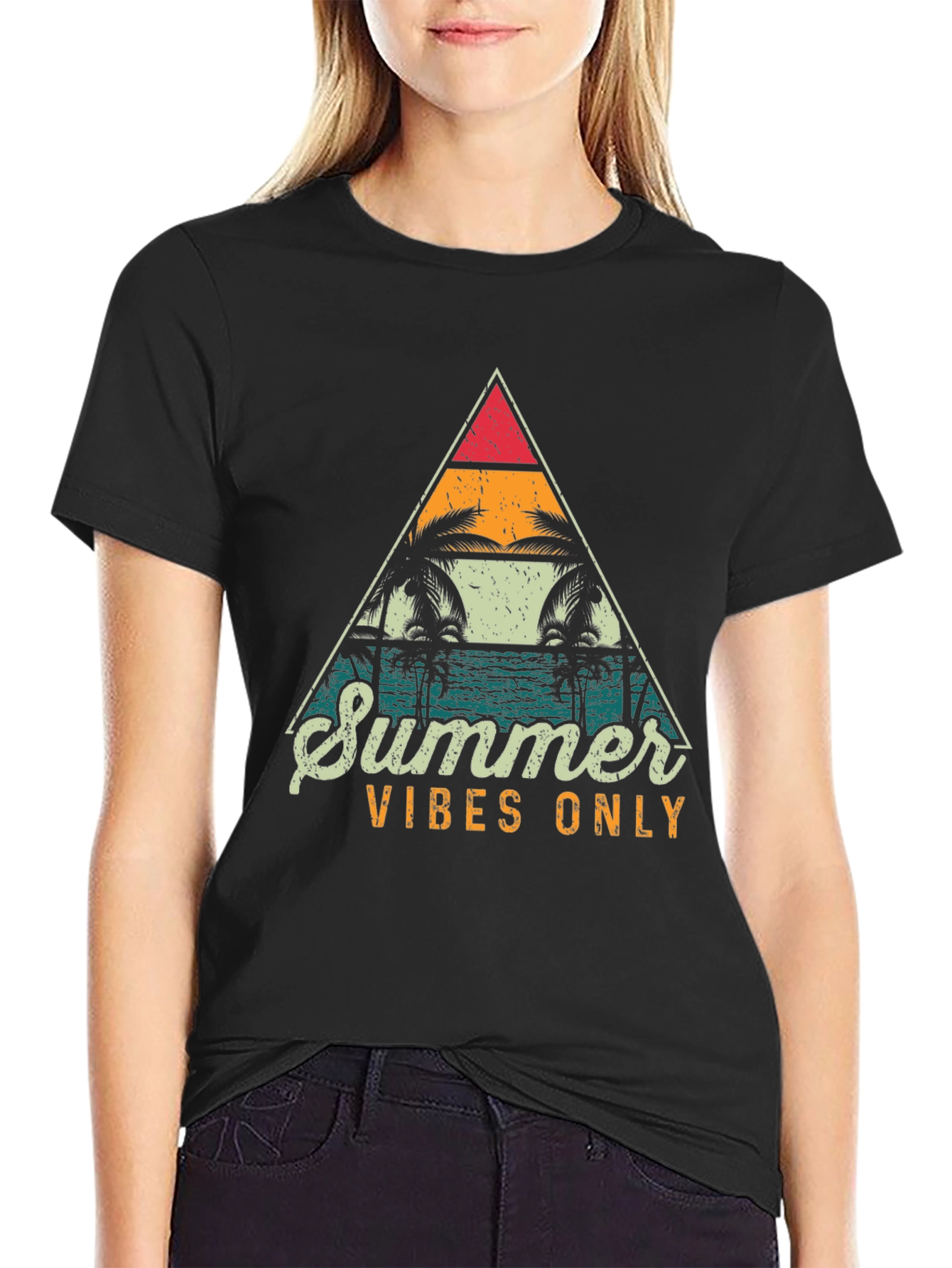 Summer Vibes Retro T-Shirt - Black