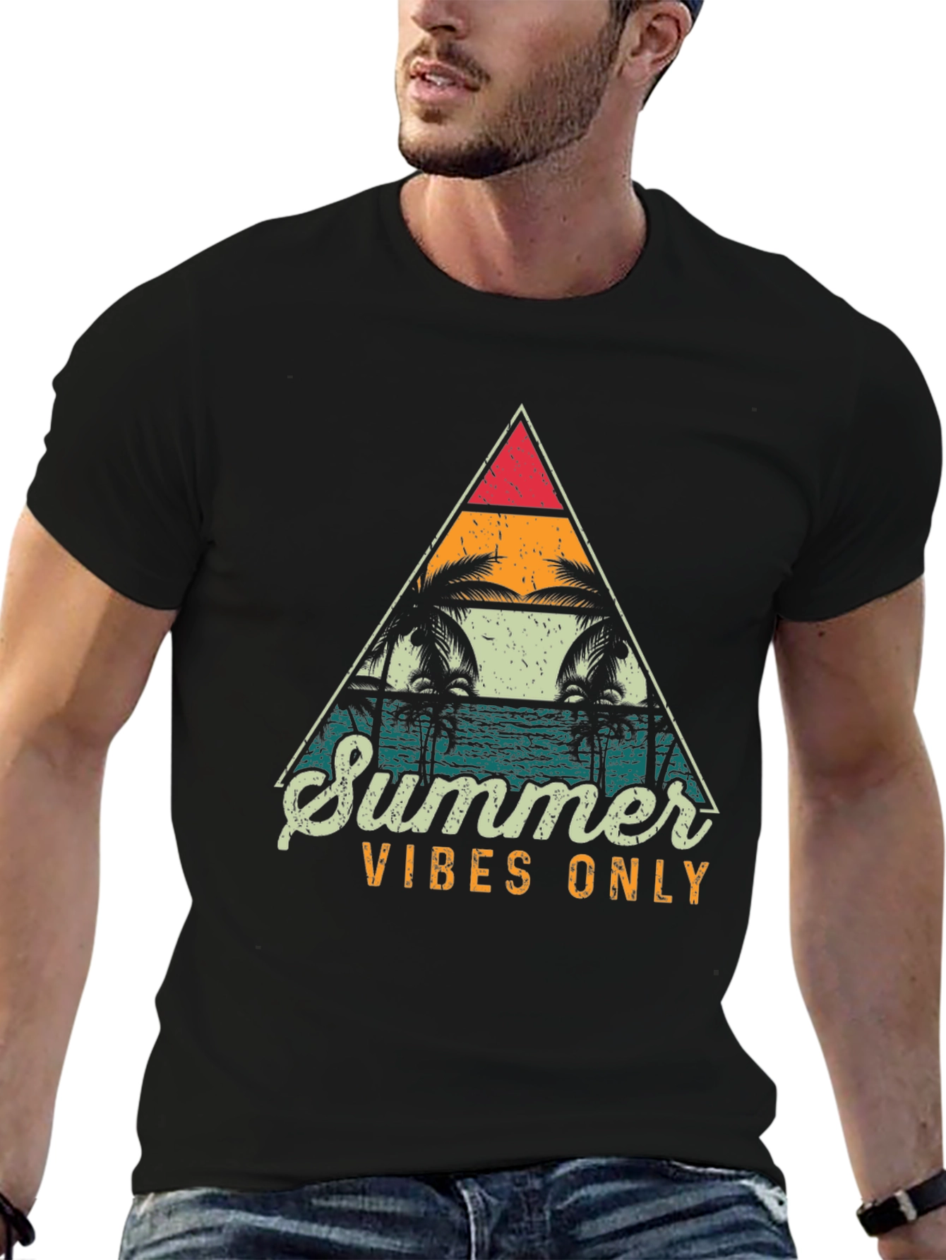 Summer Vibes Retro T-Shirt - Black