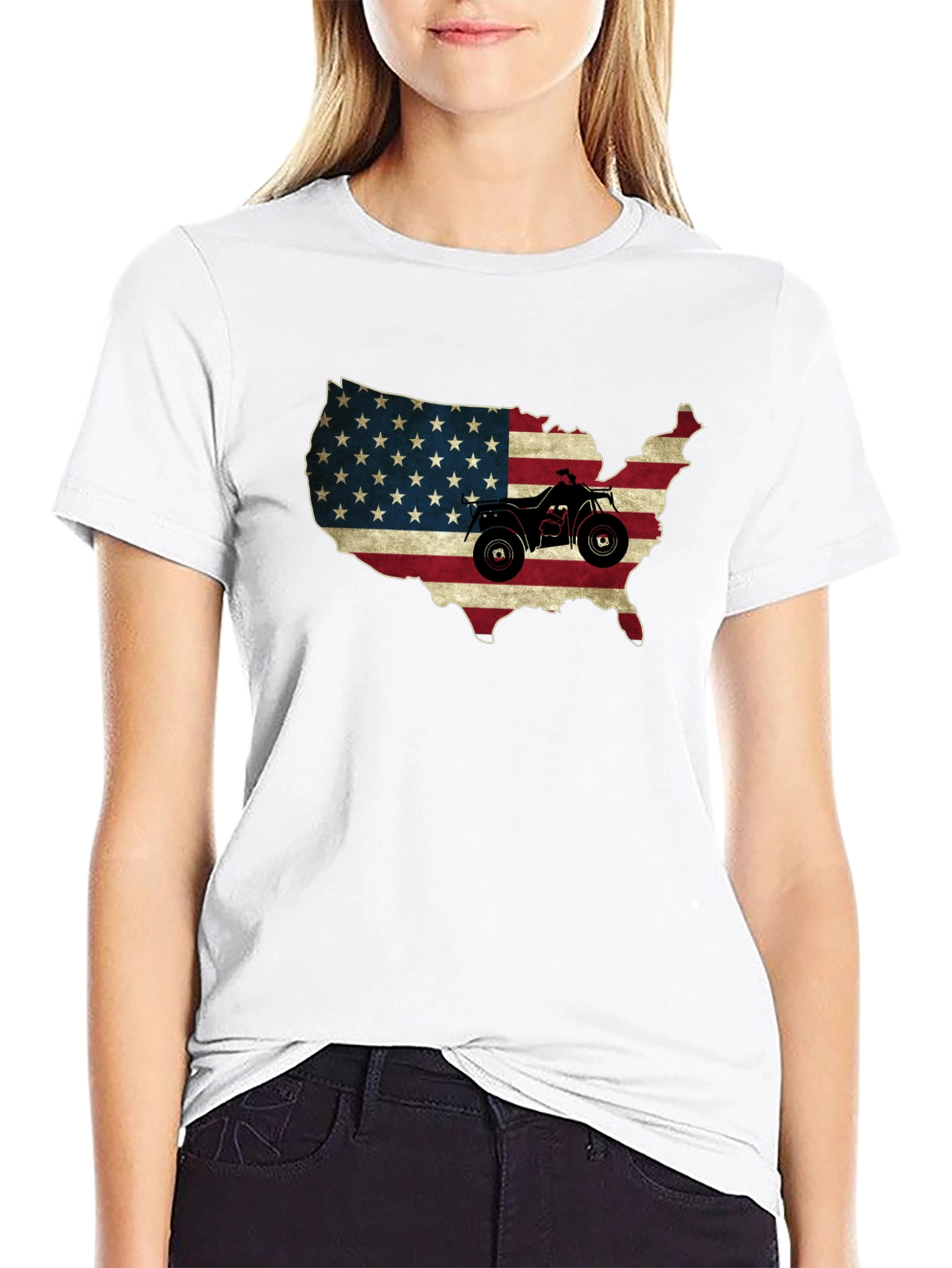USA Flag ATV T-Shirt - Patriotic Off-Road Adventure