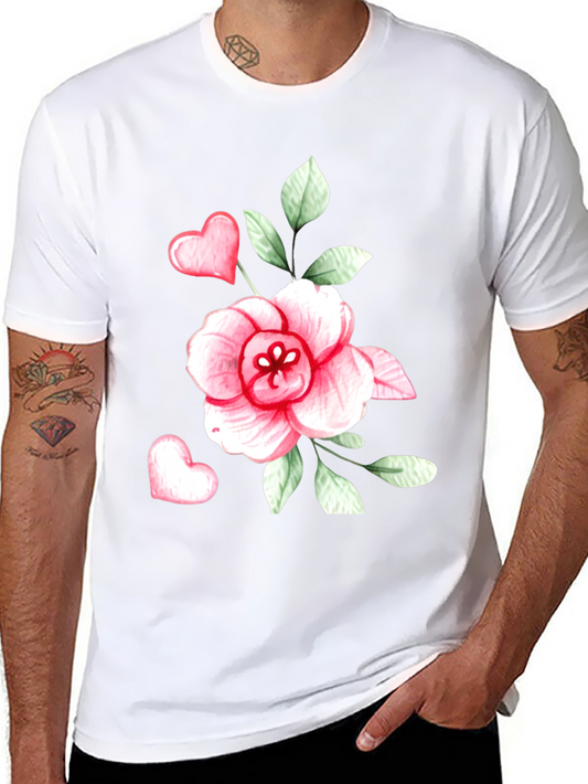 Floral Heart Graphic Tee - Trendy Black Cotton T-Shirt