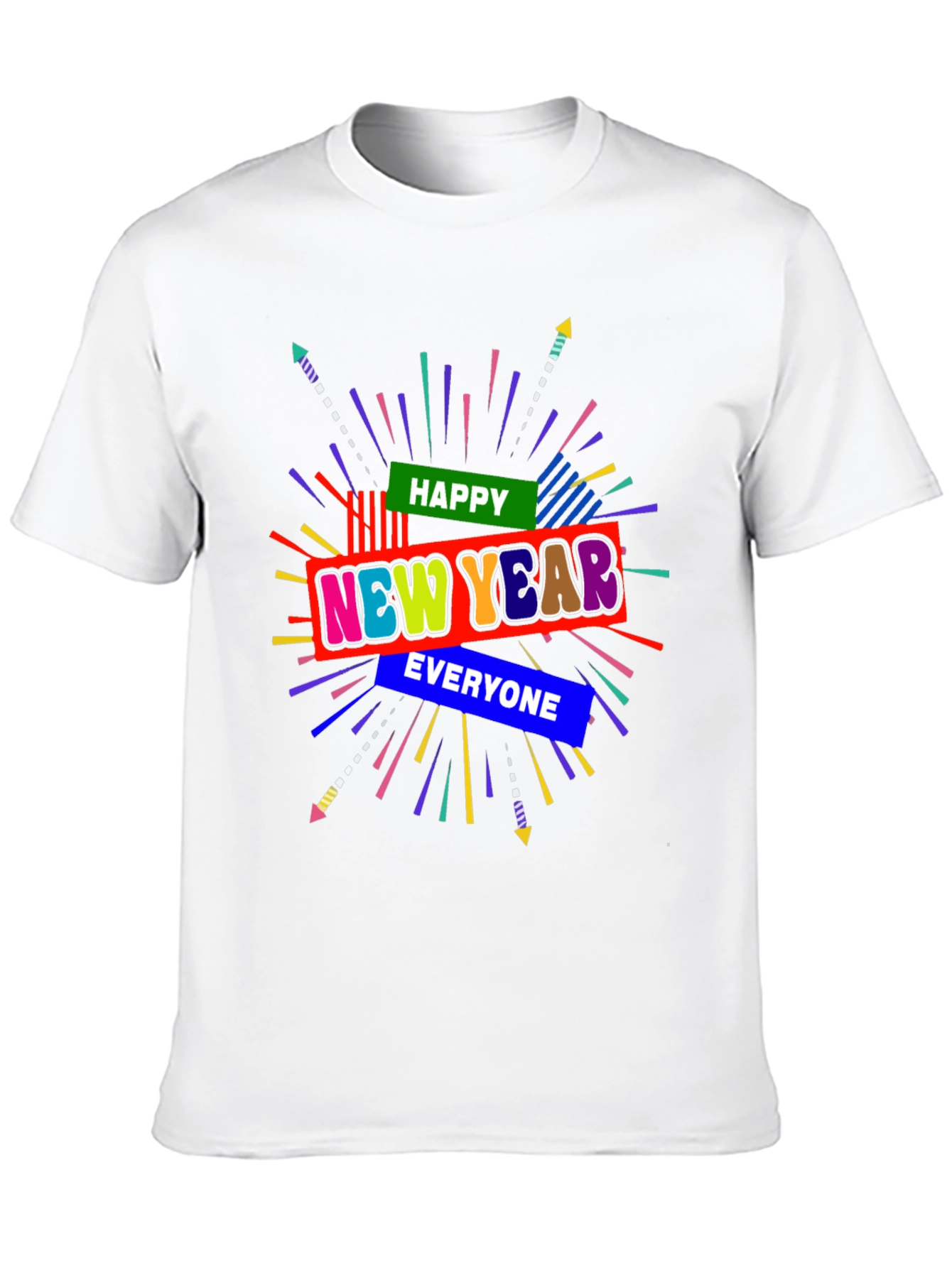 Happy New Year Graphic Tee - Black Crew Neck