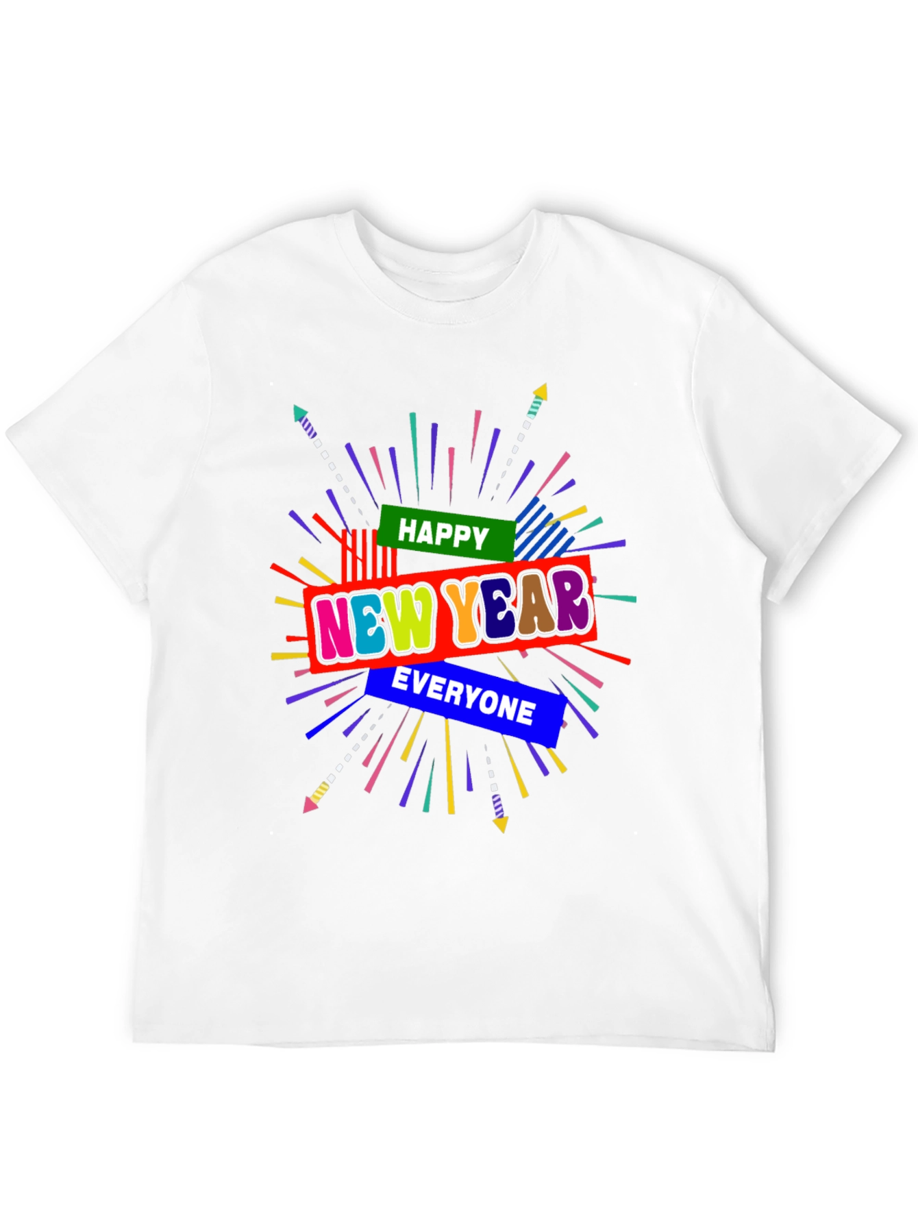Happy New Year Graphic Tee - Black Crew Neck
