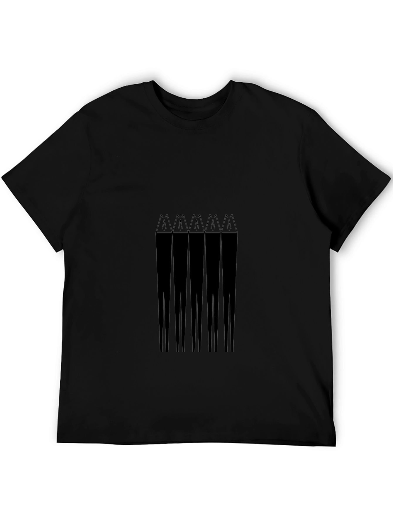Abstract Pencil Graphic Tee - Black Cotton Casual Wear