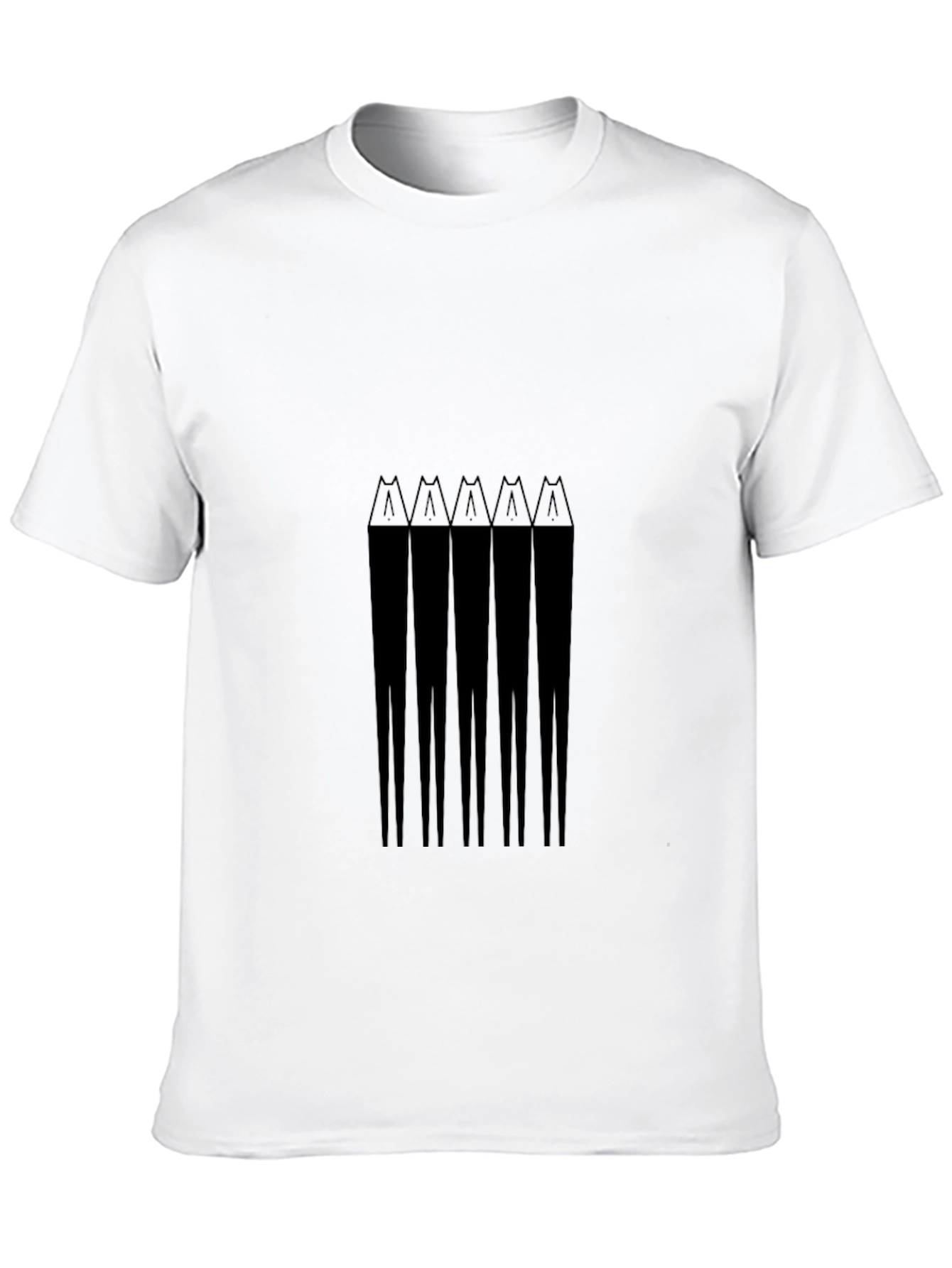 Abstract Pencil Graphic Tee - Black Cotton Casual Wear