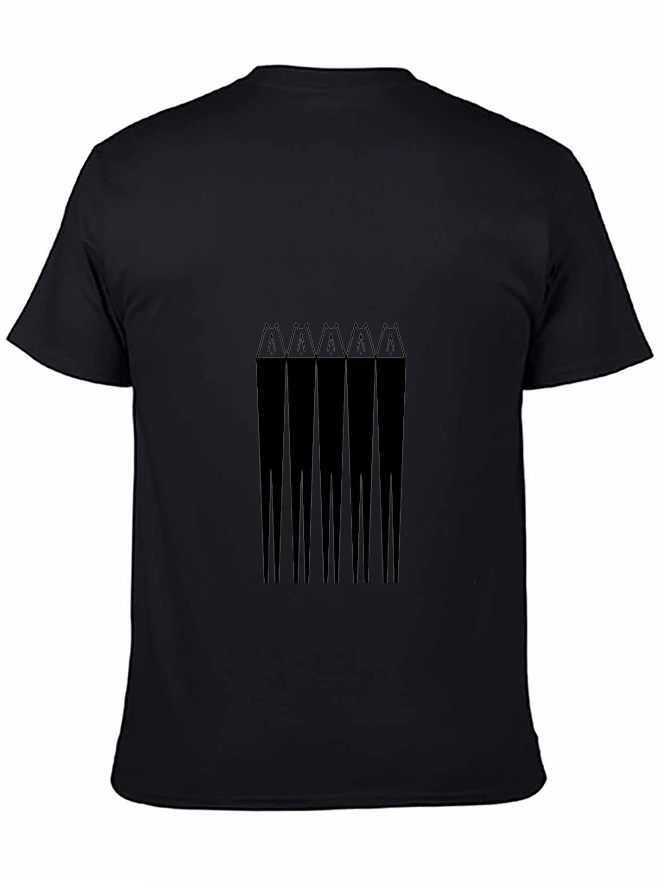 Abstract Pencil Graphic Tee - Black Cotton Casual Wear