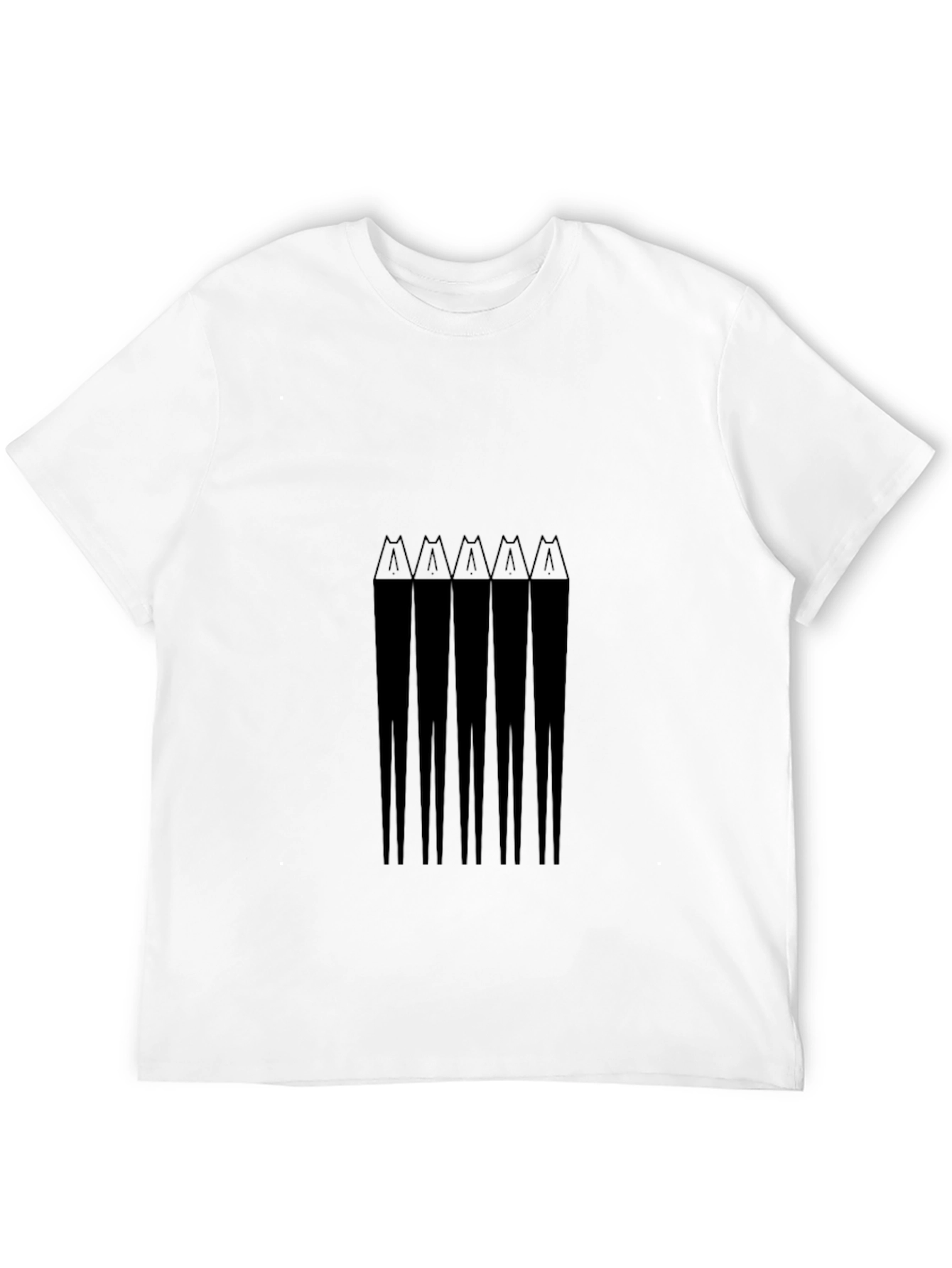 Abstract Pencil Graphic Tee - Black Cotton Casual Wear
