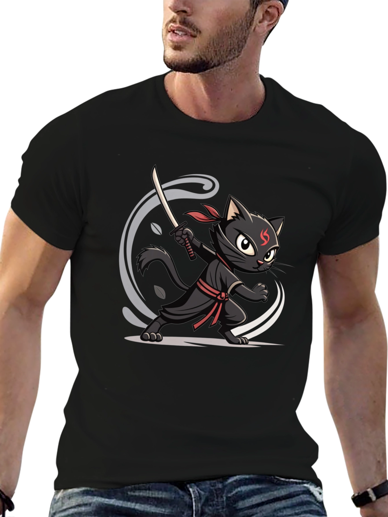 Ninja Cat Graphic Tee - Stealth Mode Activated!