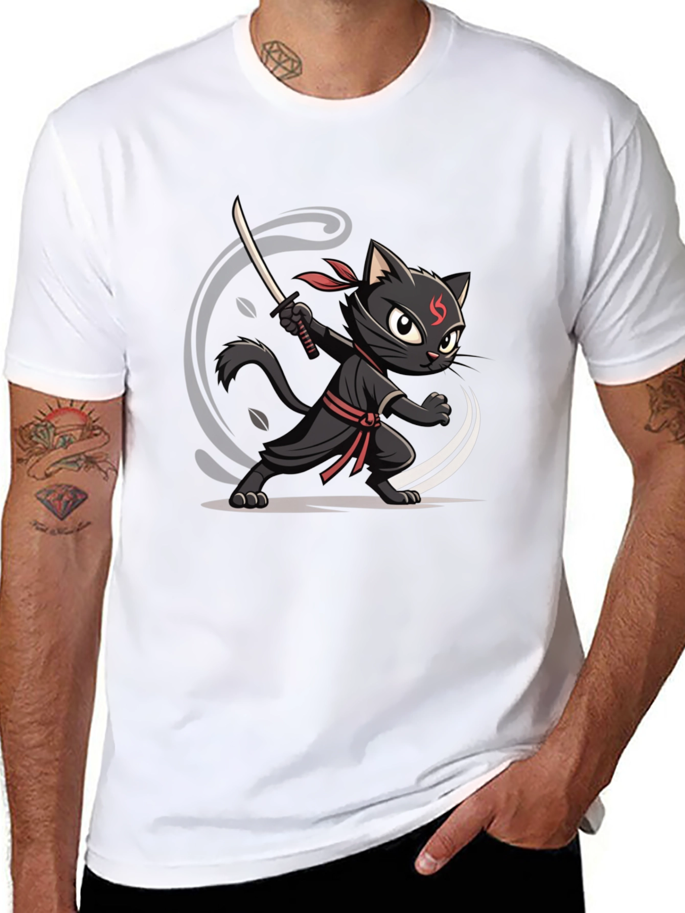 Ninja Cat Graphic Tee - Stealth Mode Activated!
