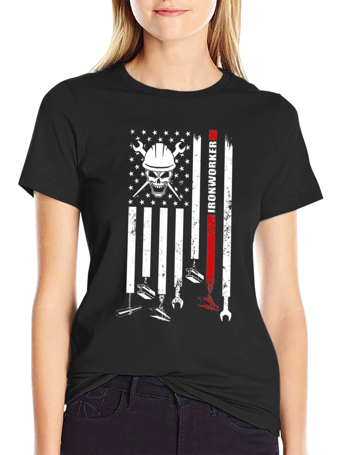 Ironworker Skull Flag T-Shirt