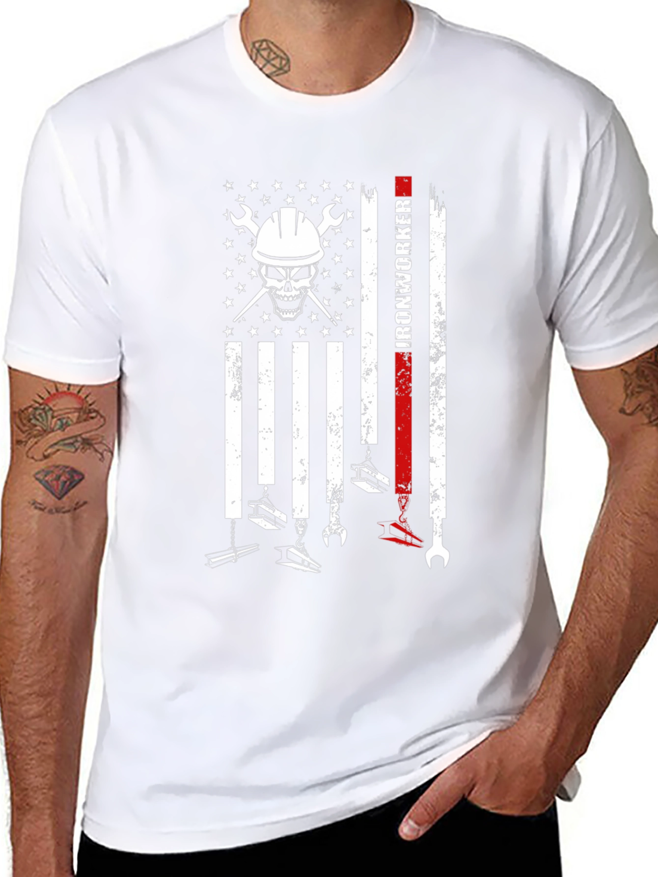 Ironworker Skull Flag T-Shirt