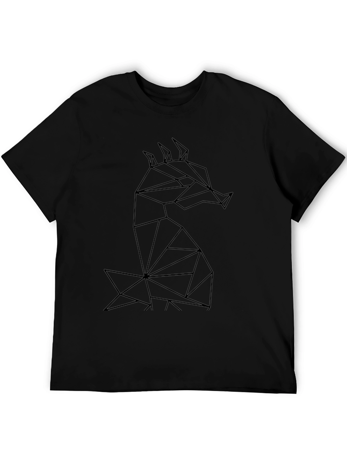 Geometric Dragon Graphic Tee - Black