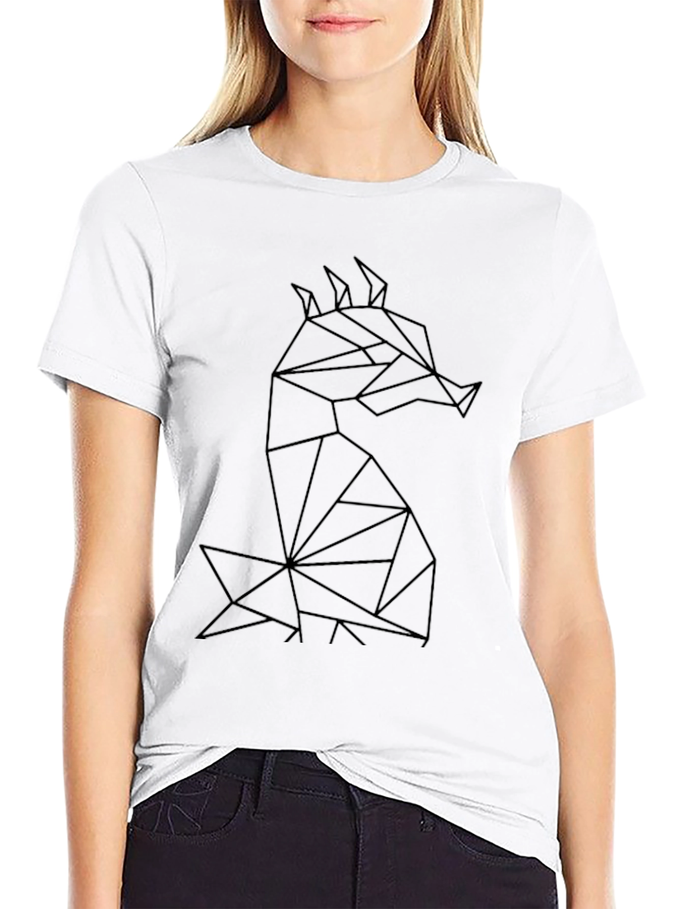 Geometric Dragon Graphic Tee - Black