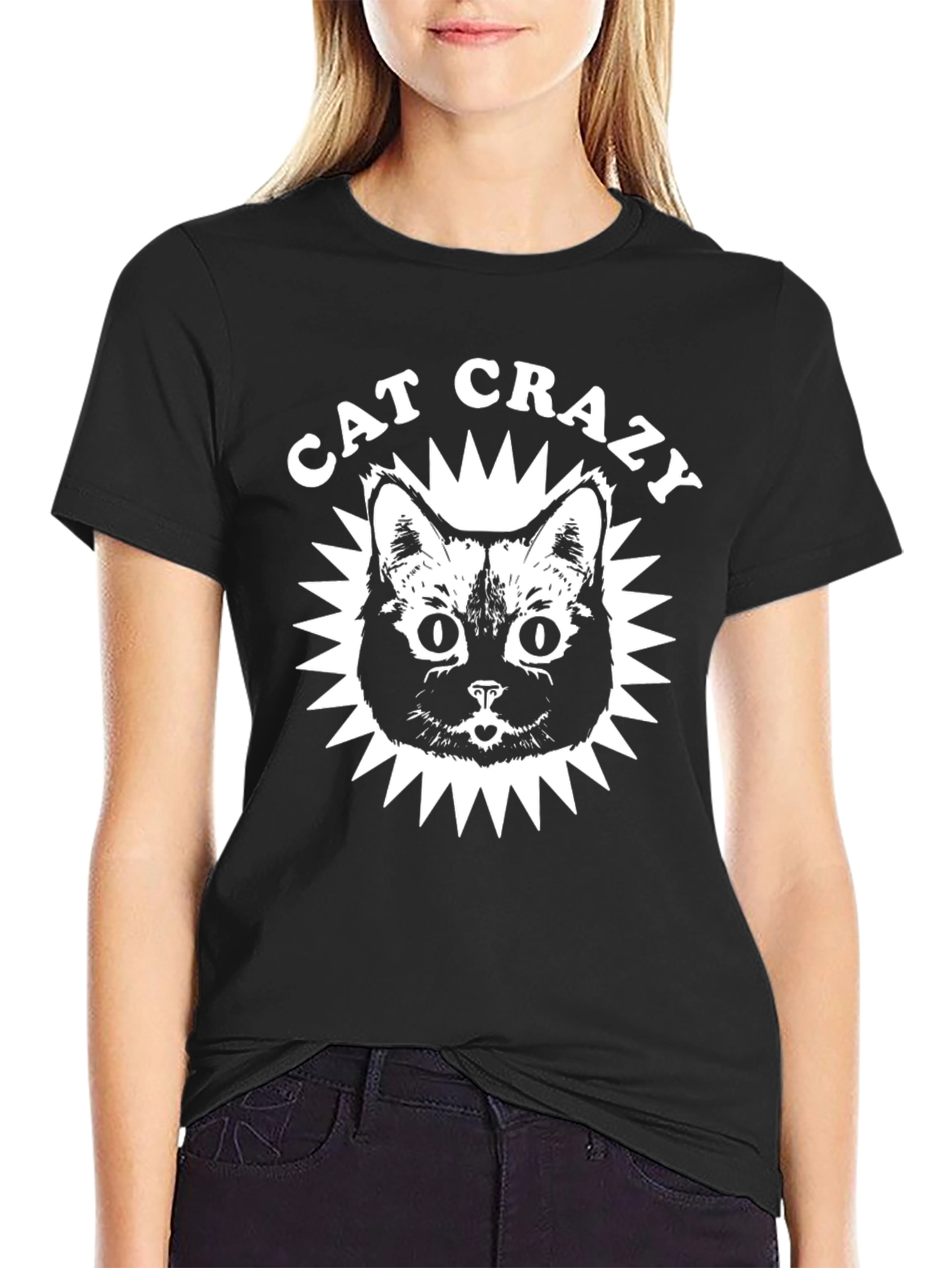 Cat Crazy Graphic T-Shirt - Black
