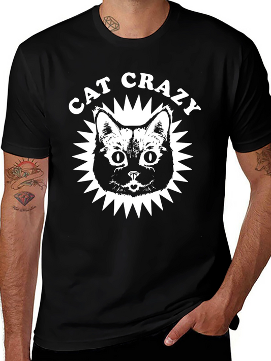 Cat Crazy Graphic T-Shirt - Black
