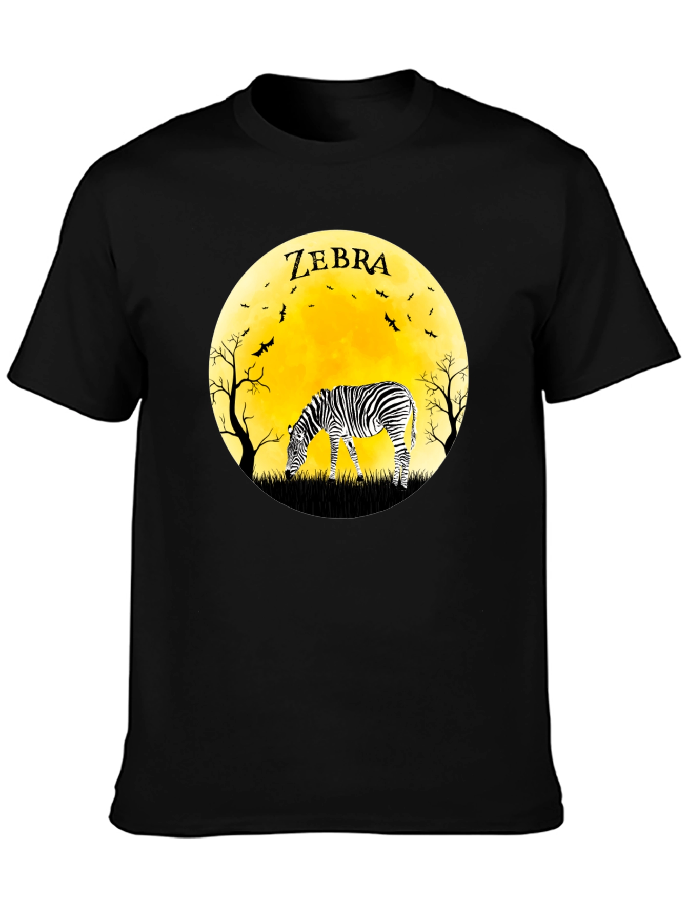 Zebra Moon Graphic Tee - Black Cotton T-Shirt