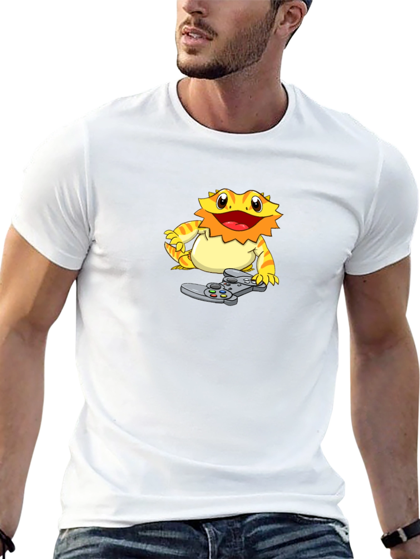 Gamer Lizard Graphic T-Shirt - Cool Black Tee