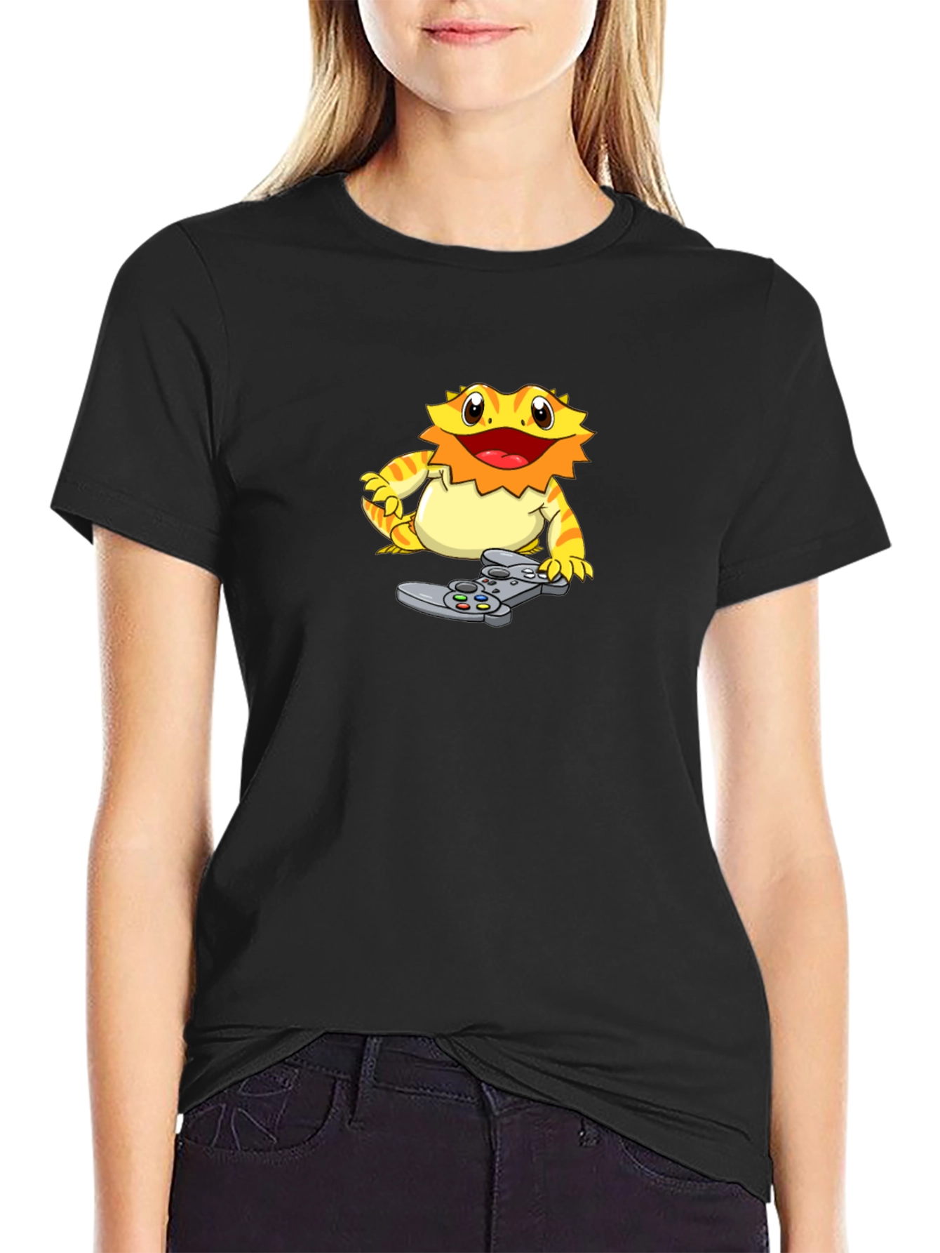 Gamer Lizard Graphic T-Shirt - Cool Black Tee