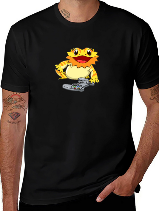 Gamer Lizard Graphic T-Shirt - Cool Black Tee