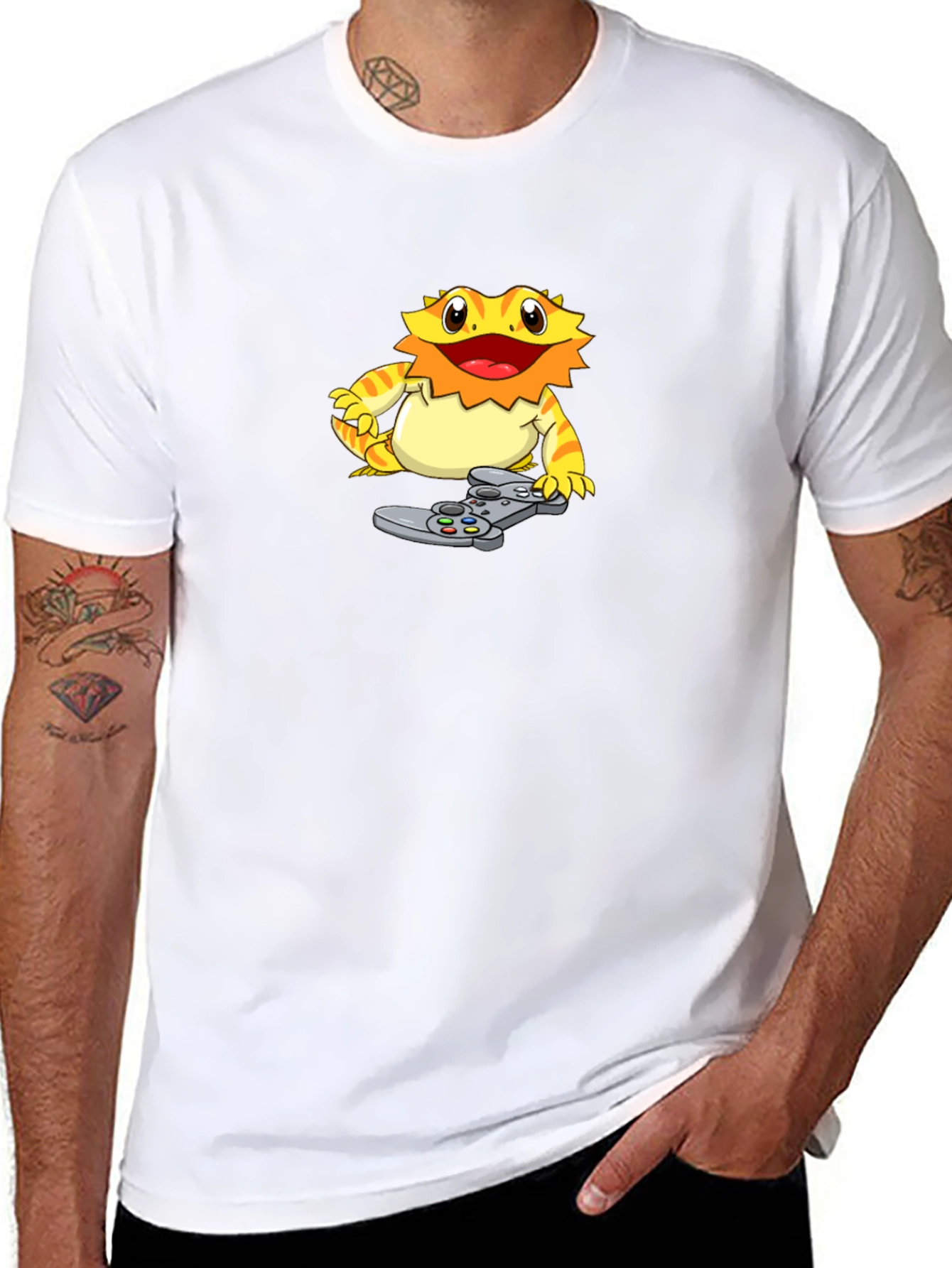 Gamer Lizard Graphic T-Shirt - Cool Black Tee
