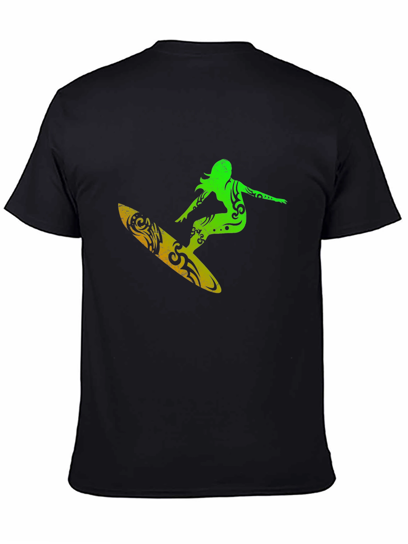 Surfer Girl Graphic Tee - Black Cotton T-Shirt