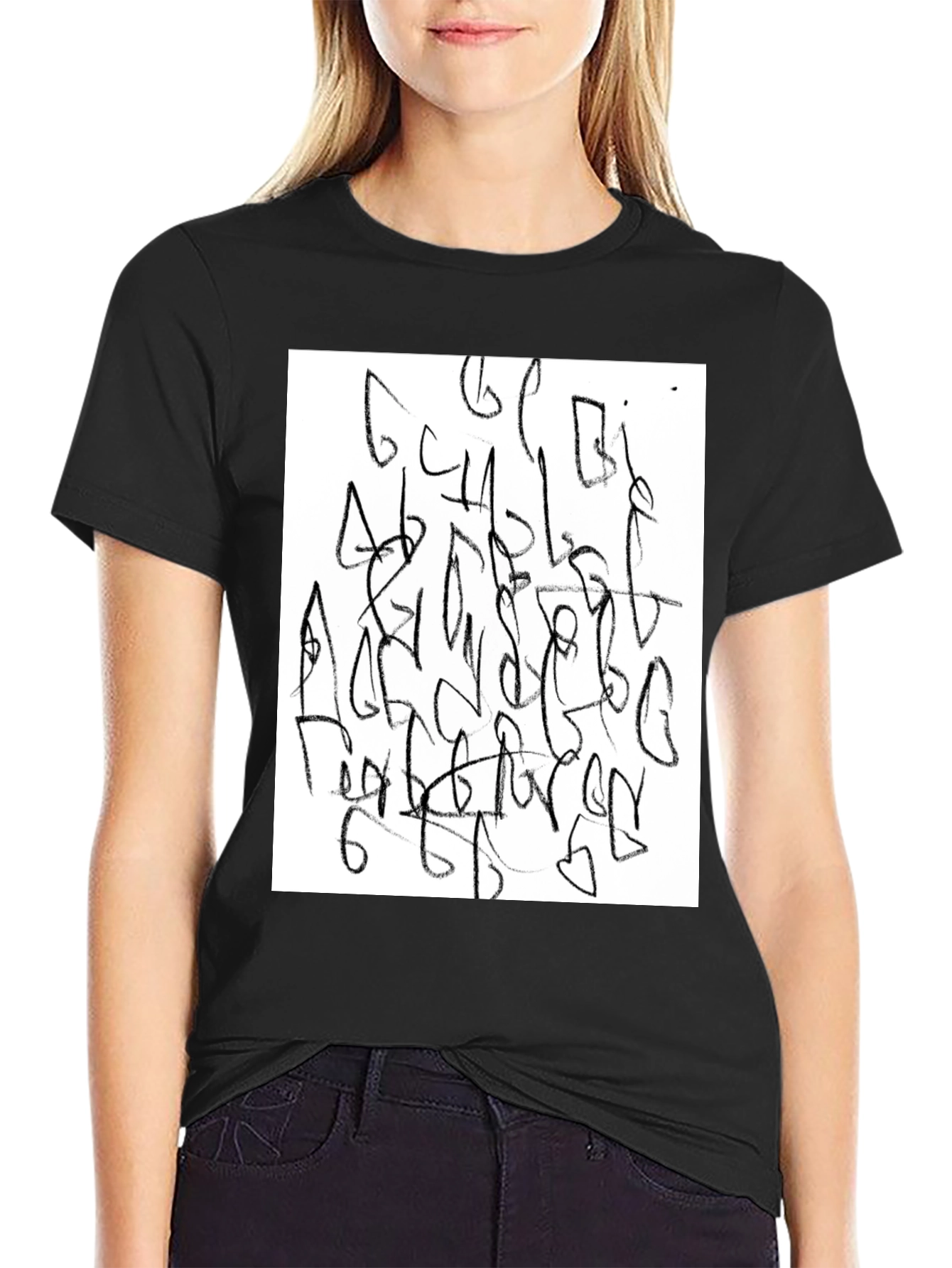Abstract Graphic Tee - Black Casual Shirt