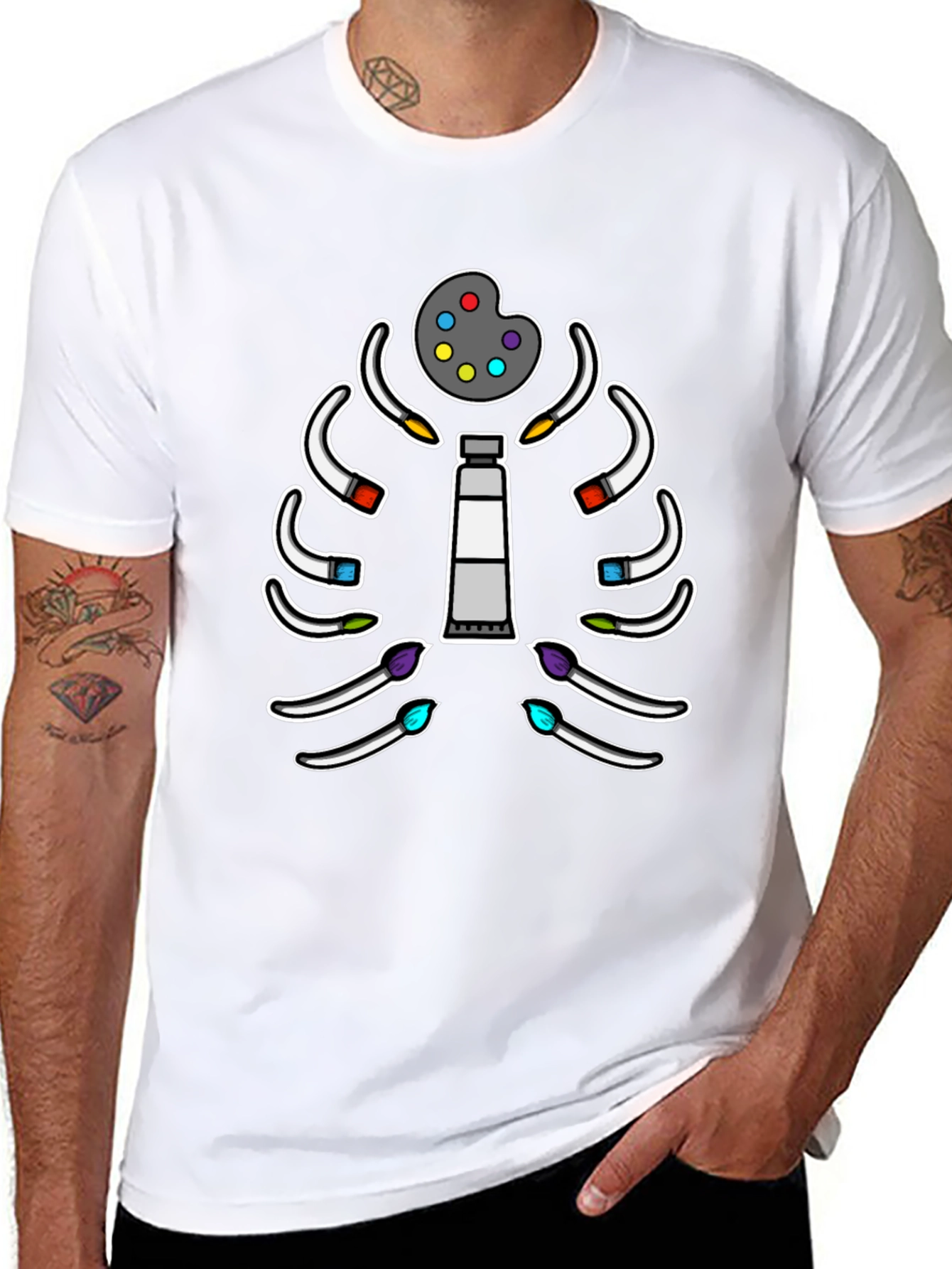 Artists Ribcage T-Shirt - Painter Anatomy Tee