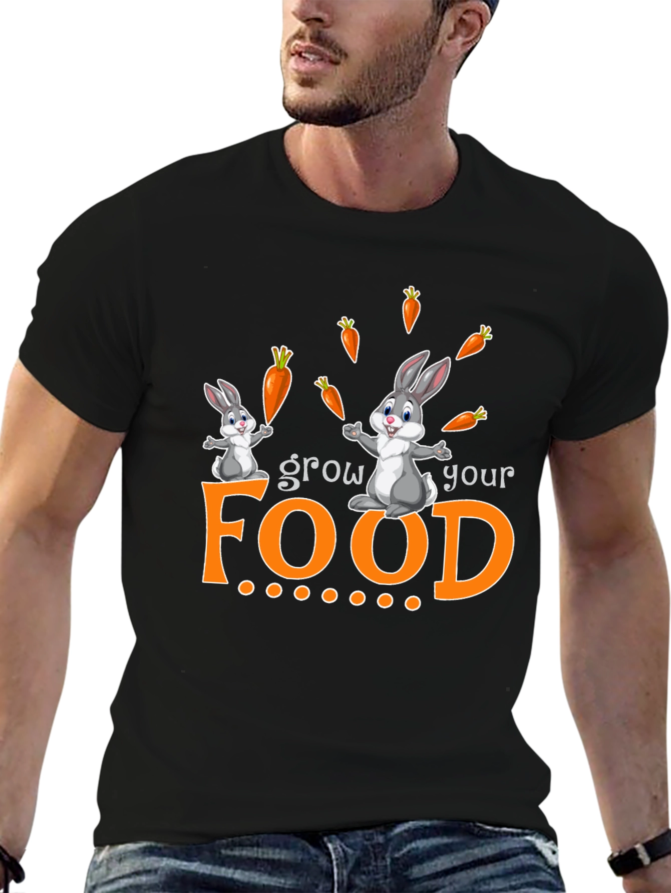 Grow Your Food Bunny Rabbit Graphic T-Shirt