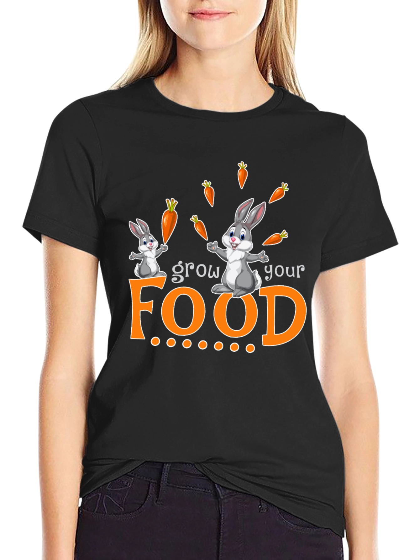 Grow Your Food Bunny Rabbit Graphic T-Shirt