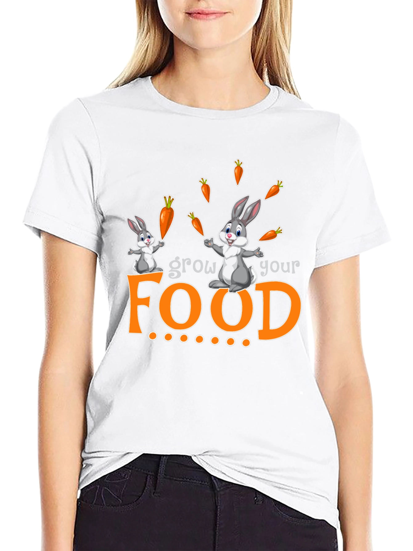 Grow Your Food Bunny Rabbit Graphic T-Shirt