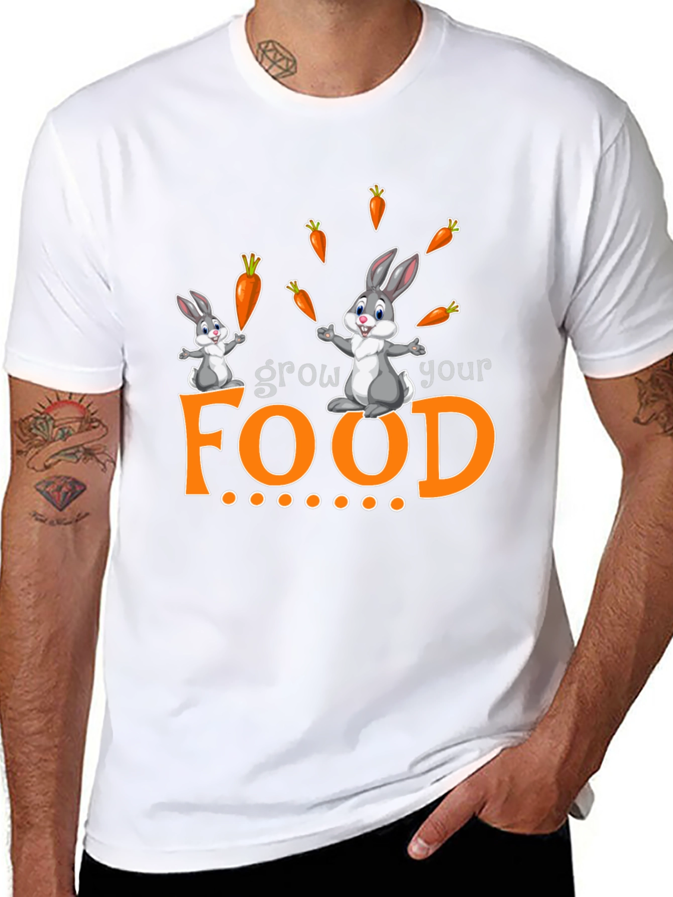 Grow Your Food Bunny Rabbit Graphic T-Shirt