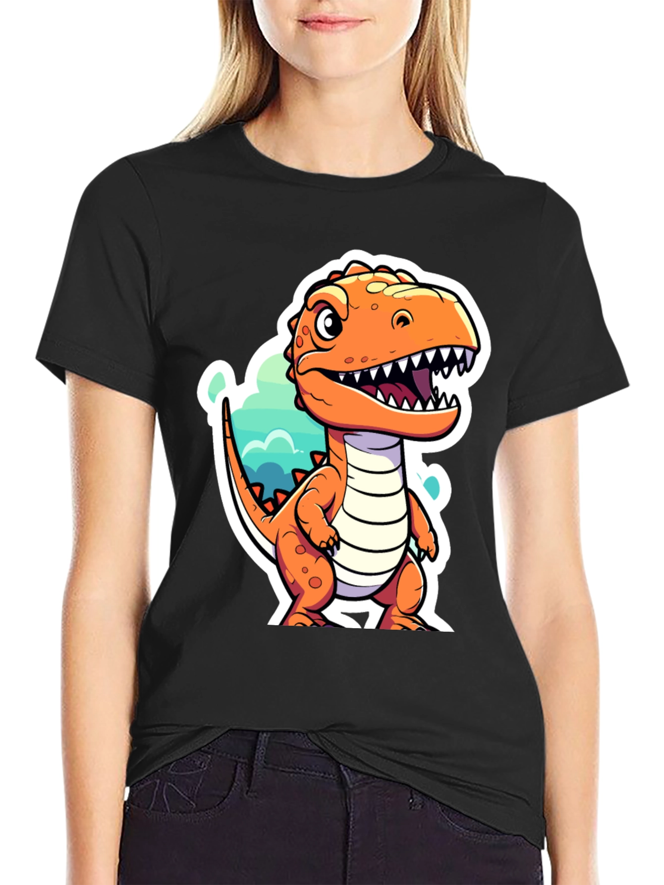 Cartoon Dinosaur Graphic T-Shirt