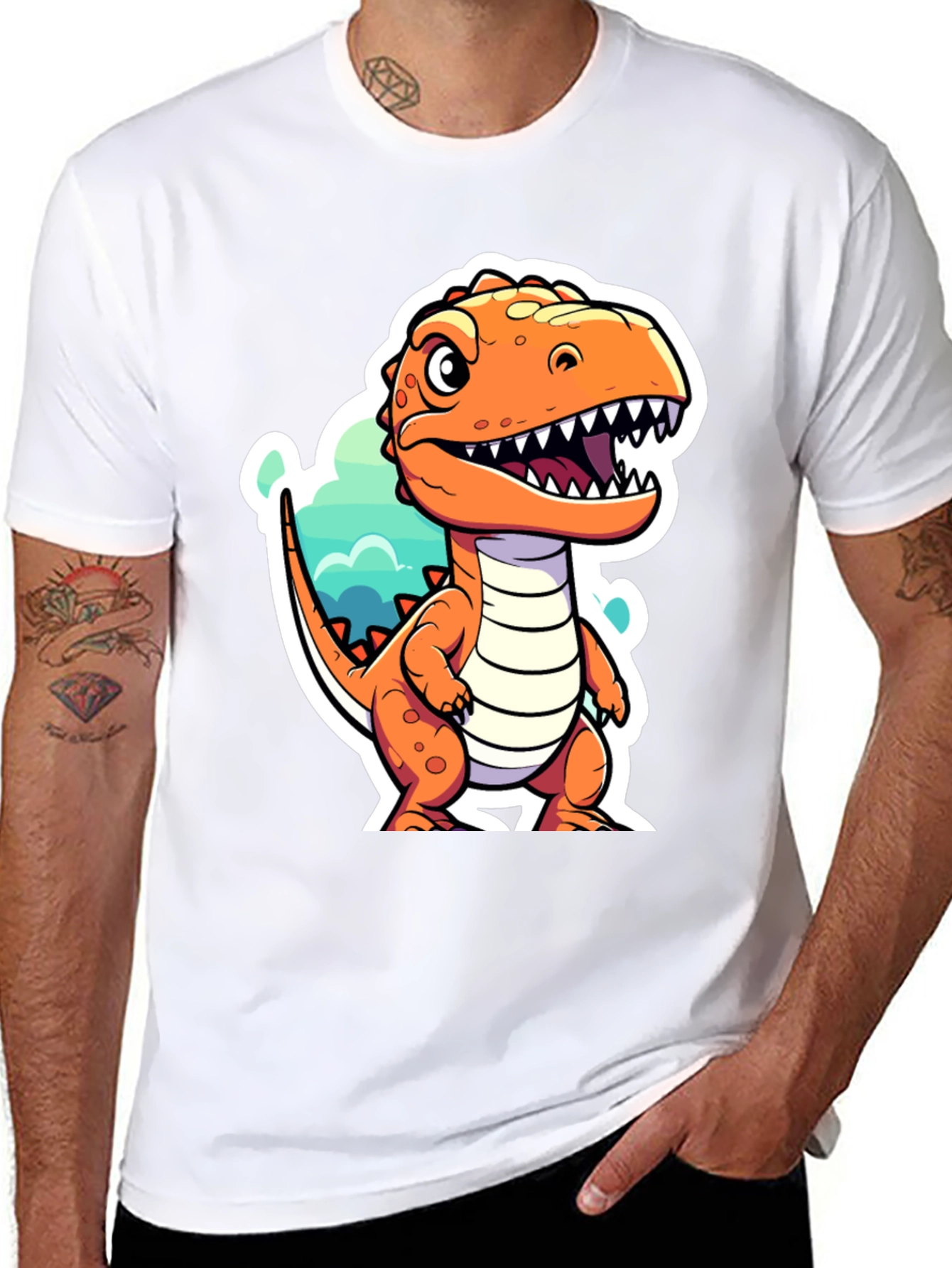 Cartoon Dinosaur Graphic T-Shirt