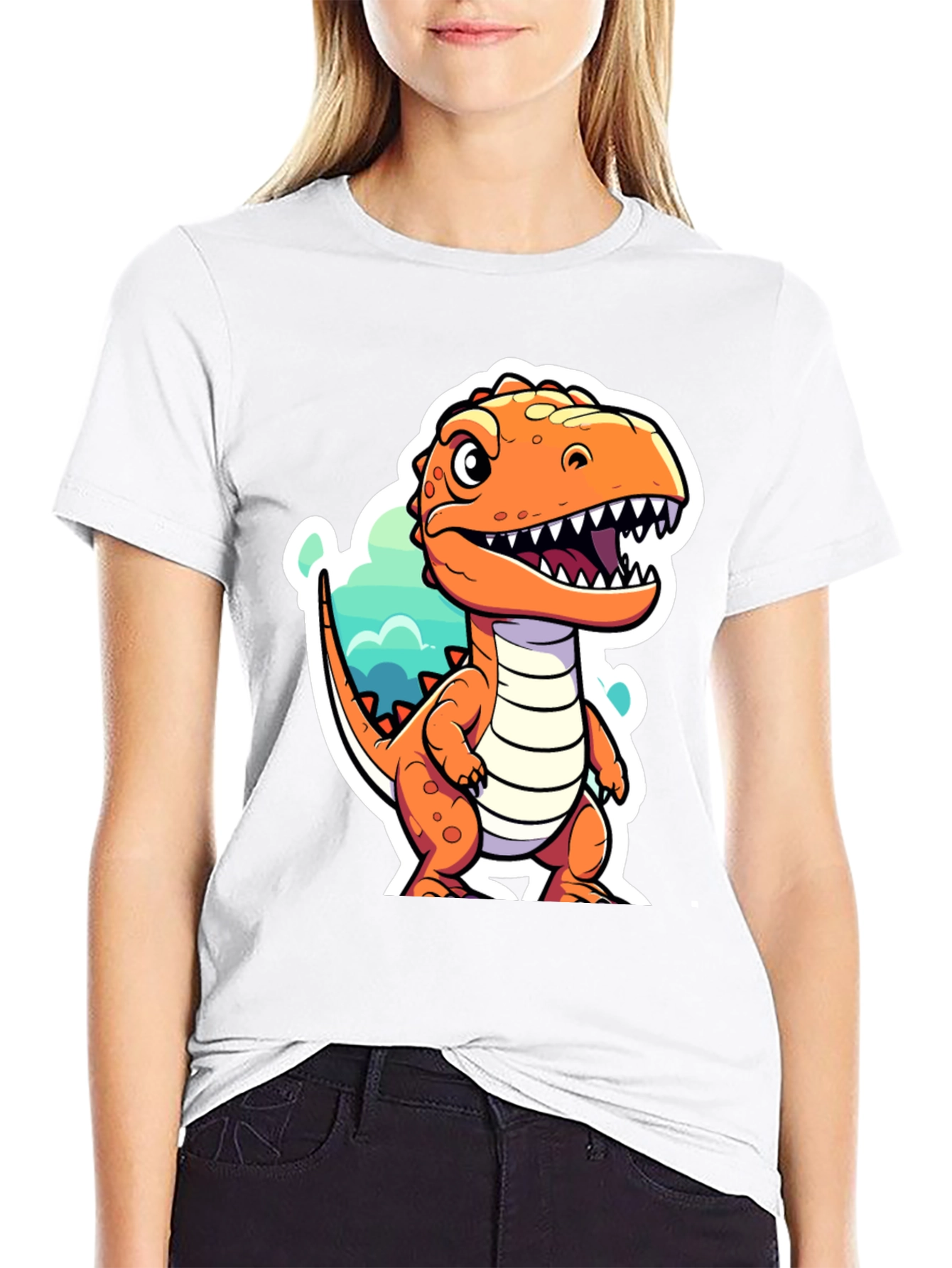 Cartoon Dinosaur Graphic T-Shirt