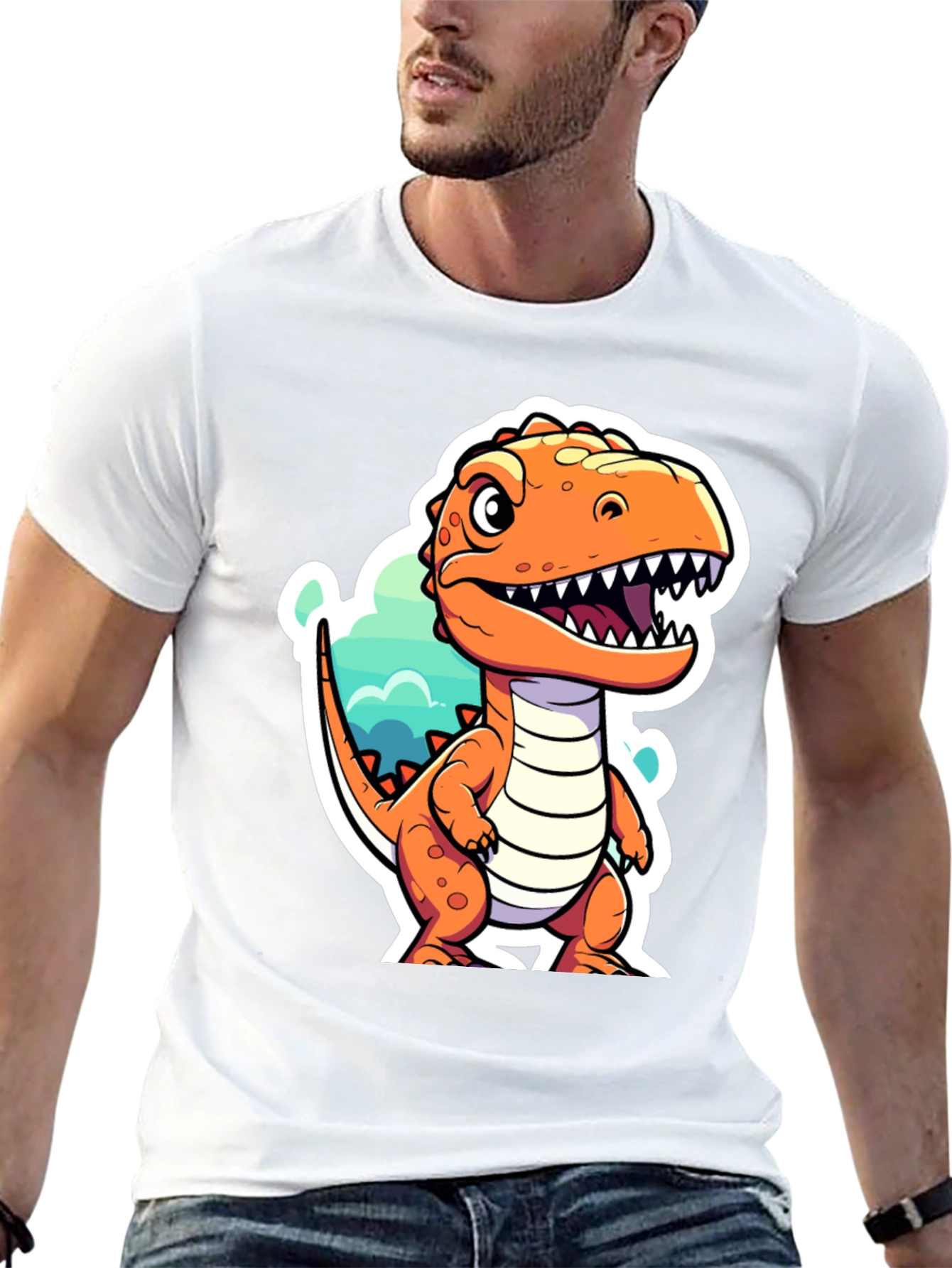 Cartoon Dinosaur Graphic T-Shirt