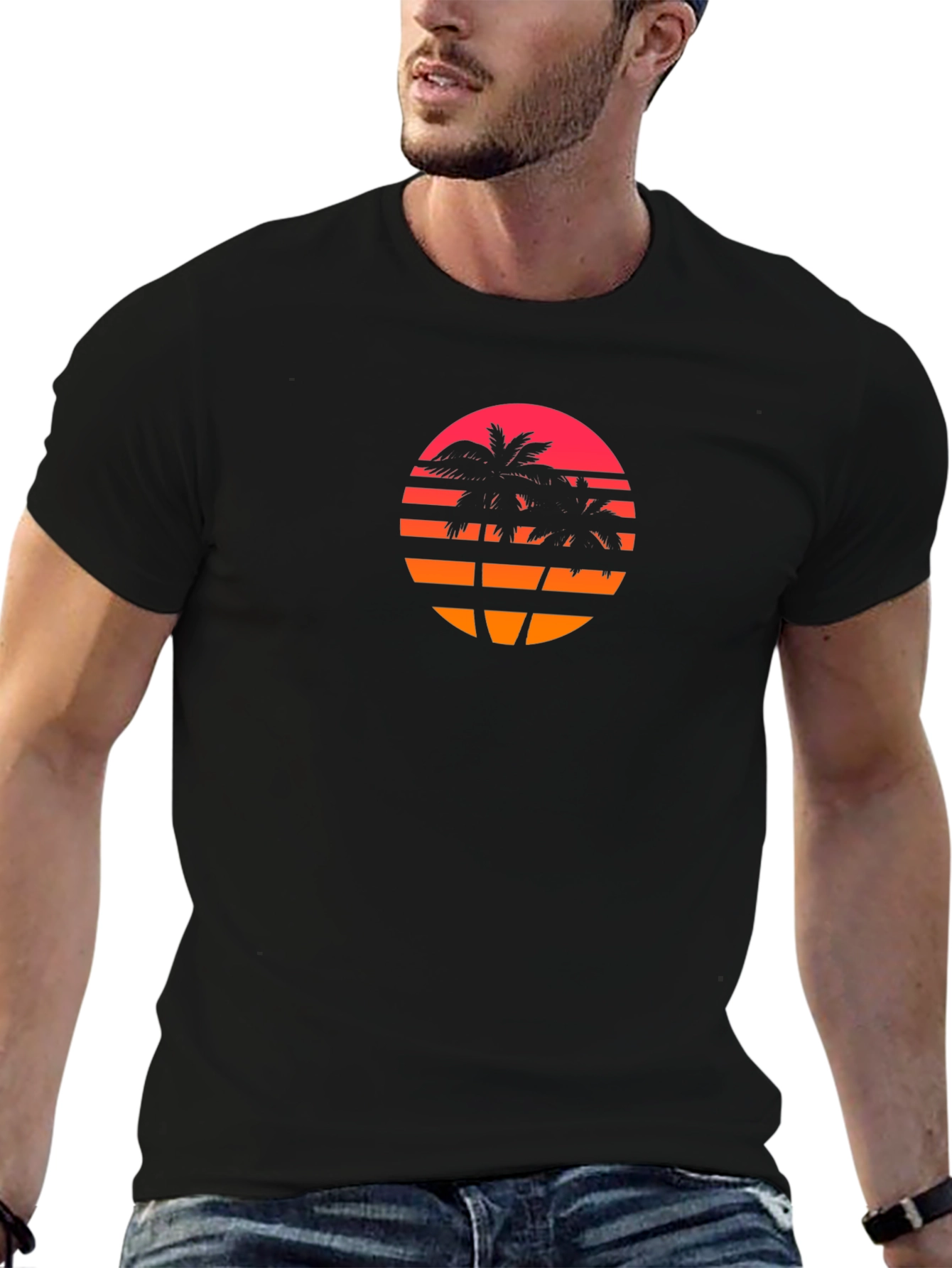 Retro Palm Tree Sunset Graphic Tee