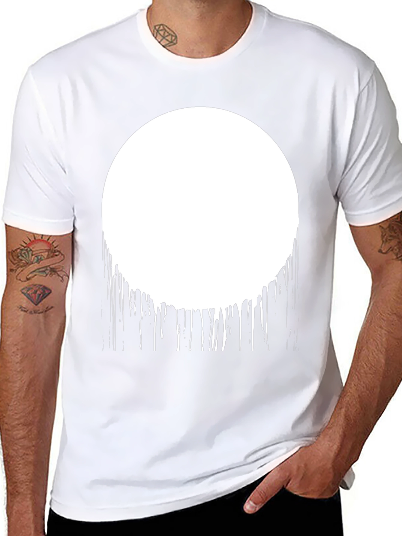 Abstract Drip Circle Graphic Tee - Black