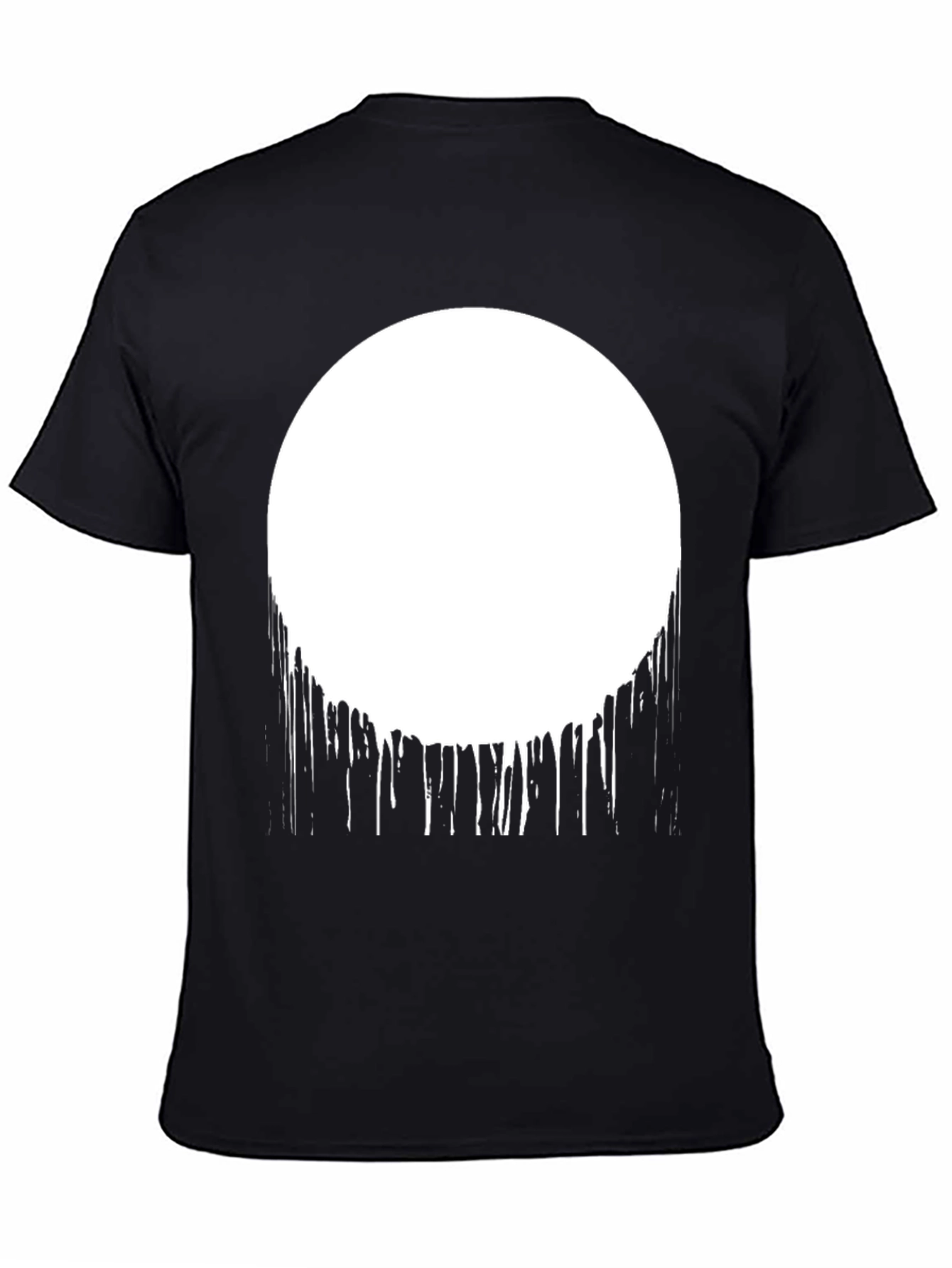 Abstract Drip Circle Graphic Tee - Black
