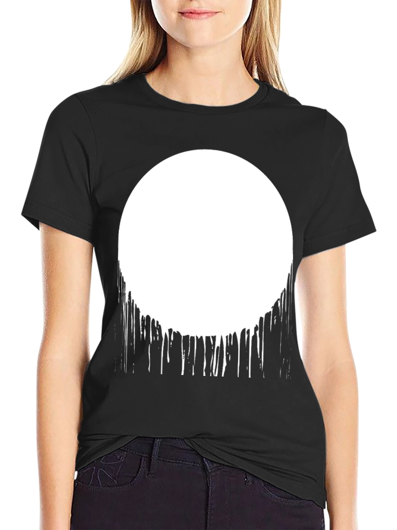 Abstract Drip Circle Graphic Tee - Black